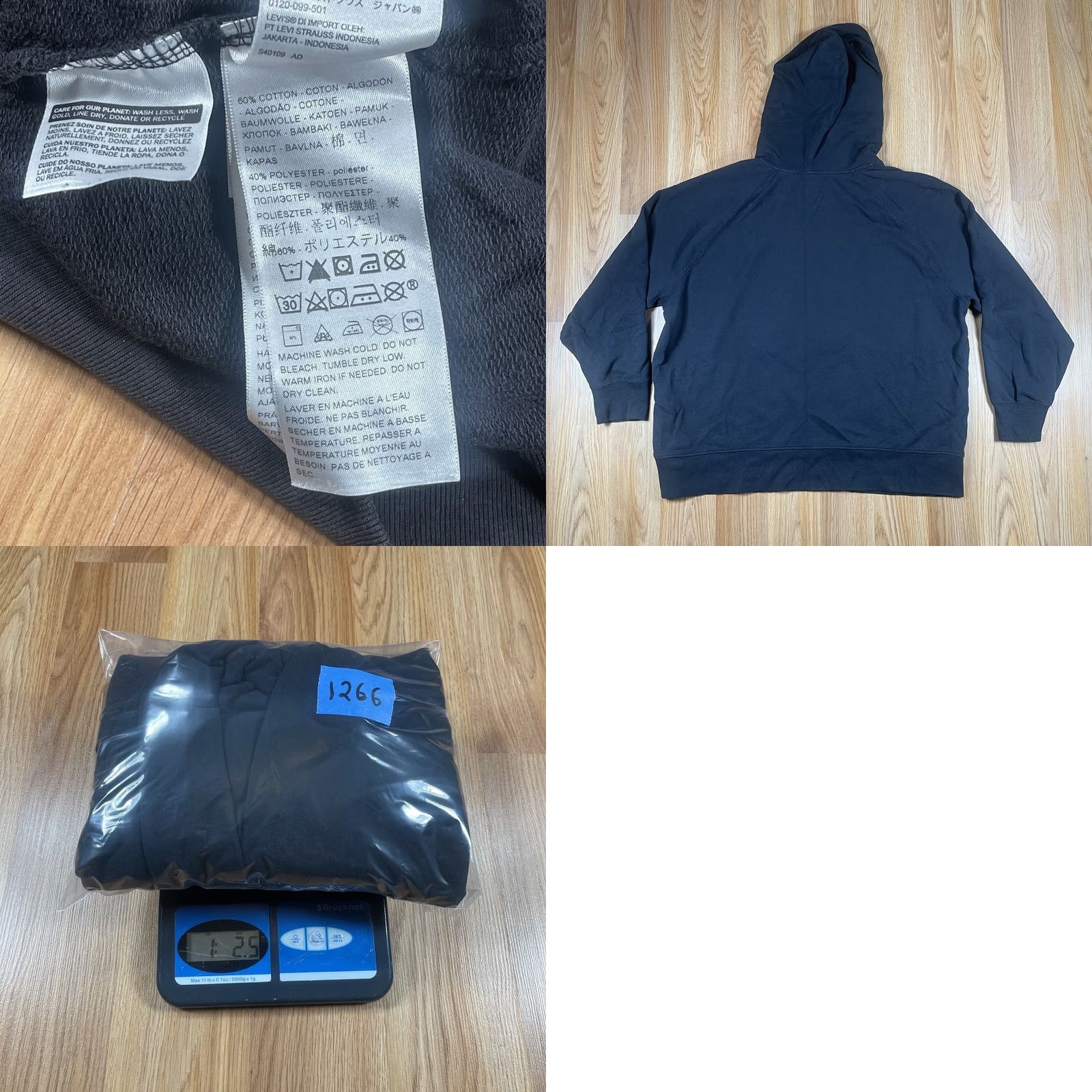 Levi's Levi’s Hoodie Mens XL Black Pullover Long Sleeve Cotton Blend Sweatshirt Fleece Logo Regular Size US XL / EU 56 / 4 - 9 Thumbnail
