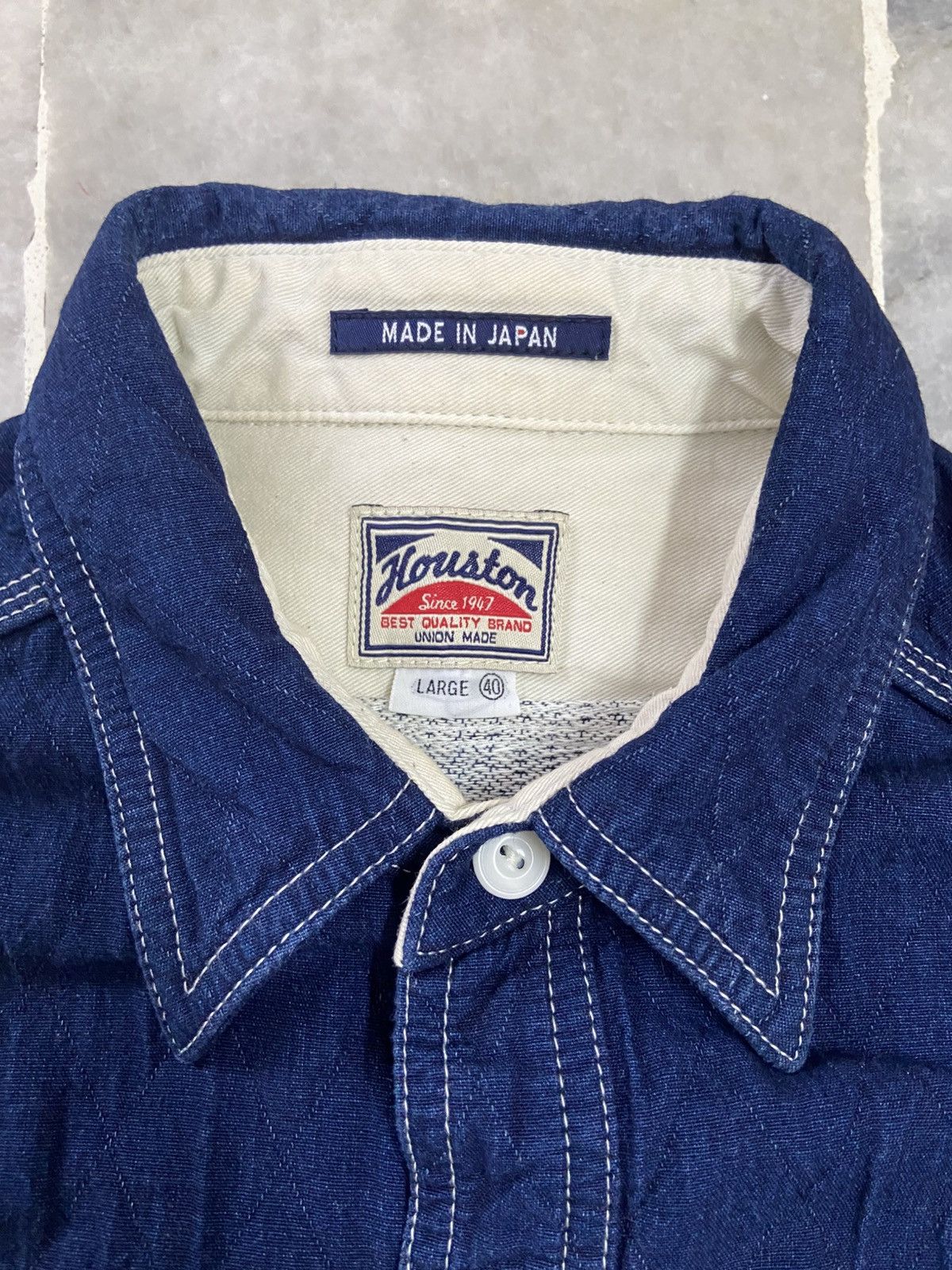 Japanese Brand × Vintage Houston Union Made denim Shirt Button Up Size US M / EU 48-50 / 2 - 5 Thumbnail