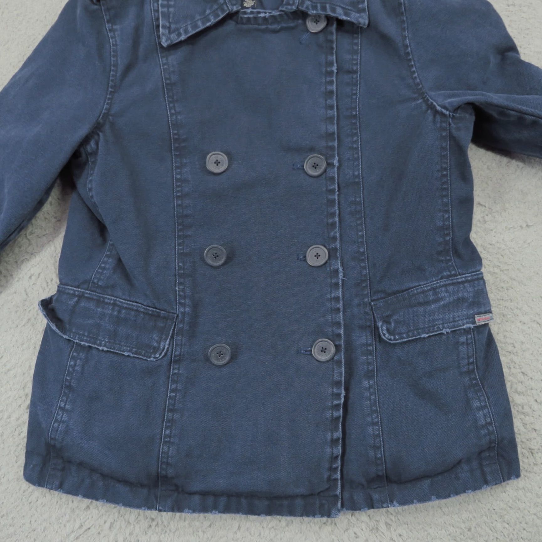 American Eagle Outfitters American Eagle Jacket Womens Medium Navy Double Breasted Military Cargo Utility Jacket Size M / US 6-8 / IT 42-44 - 3 Thumbnail