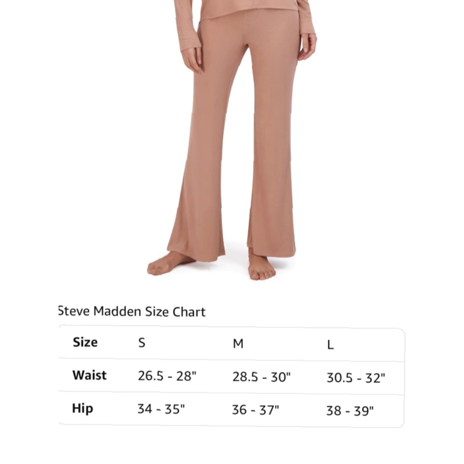 Steve Madden NWT Steve Madden Women's Ribbed Flare-Leg Sleep Pants - Praline - Size L - Brown - Pajama Pants - Pull On - Solid - Women Size 36" / US 14 / IT 50 - 3 Thumbnail