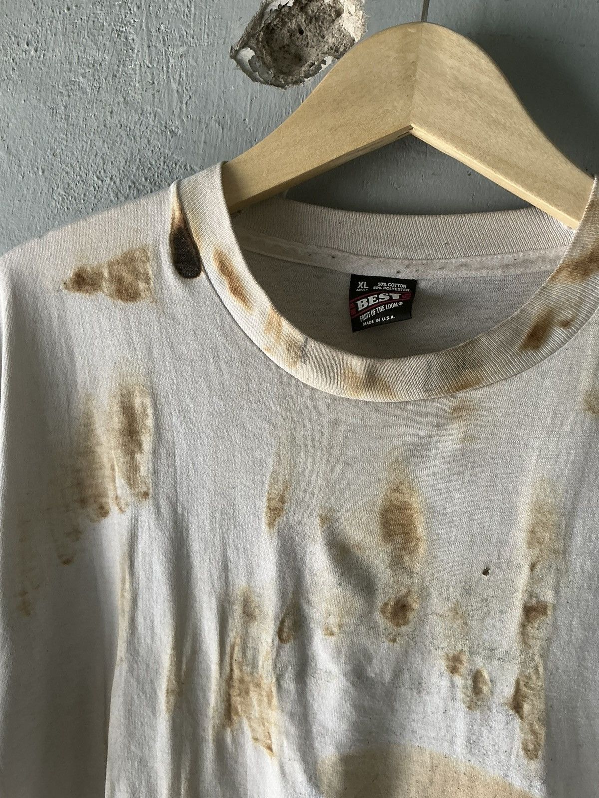Vintage 90s best fruit of the loom “iron burn & stain tshirt” Size US XL / EU 56 / 4 - 4 Thumbnail