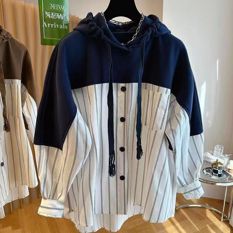 Vintage Contrast Stripe Hooded Button-Up Shirt Size US M / EU 48-50 / 2 - 1 Thumbnail