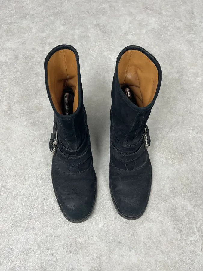 Gucci Gucci Black Two Buckle Suede Leather Boots Size US 8 / EU 41 - 2 Thumbnail