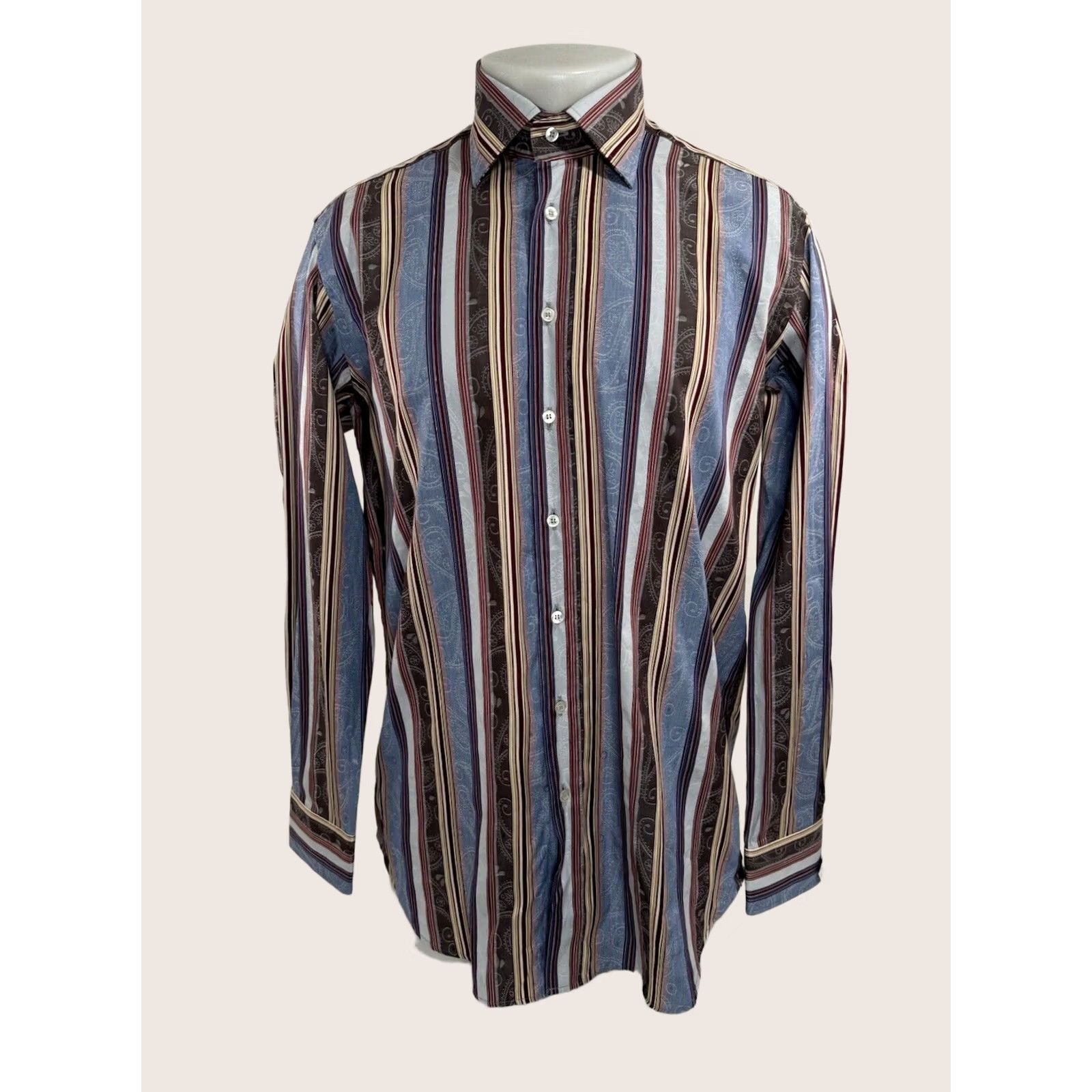 Etro ETRO Shirt Mens L Italy PAISLEY Striped Size US L / EU 52-54 / 3 - 1 Thumbnail