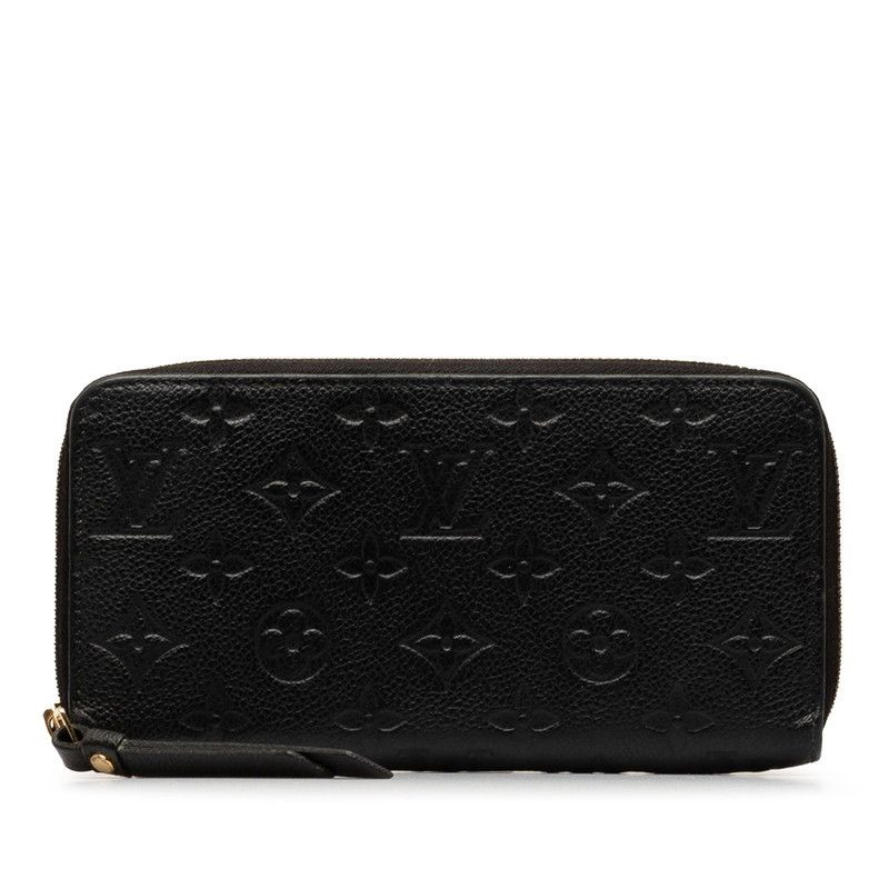 image of Louis Vuitton Monogram Empreinte Zippy Wallet in Black, Women's