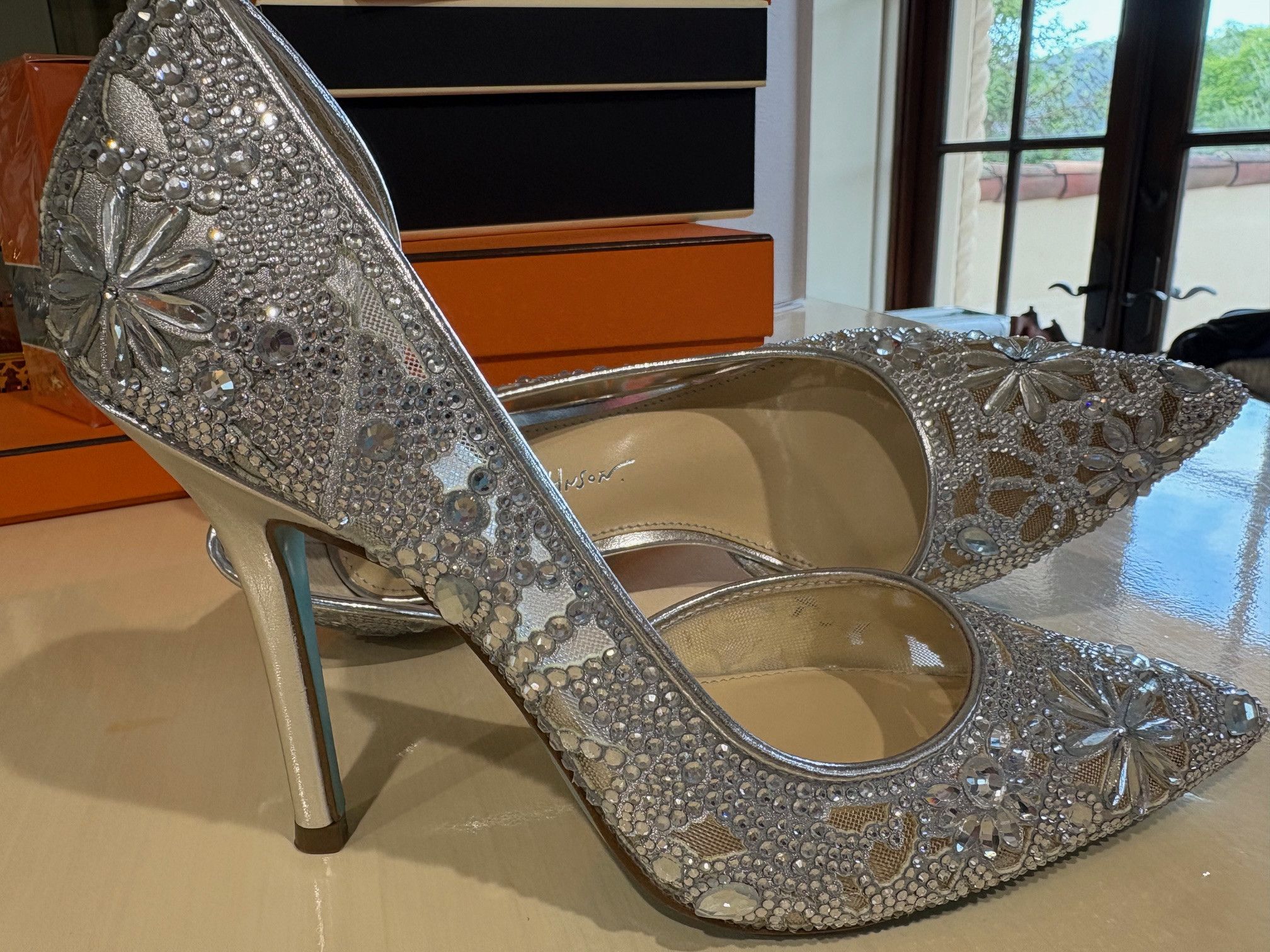 Betsey Johnson Betsey Johnson Silver Rhinestone Heels Size US 7 / IT 37 - 3 Thumbnail