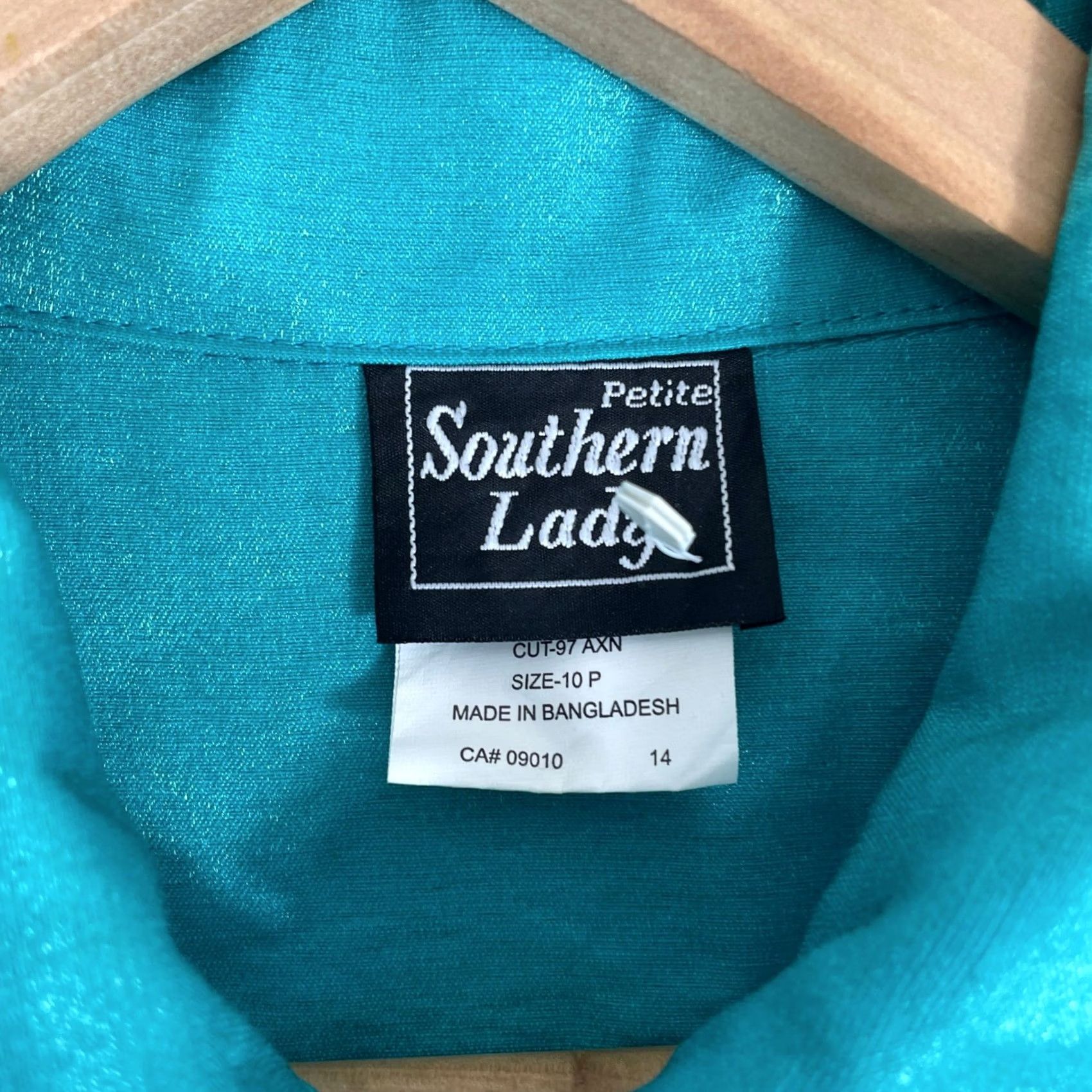 Vintage Southern Lady Jacket Womens 10P Teal Shimmer Utility Drawstring Roll Tab Coastal Retro Y2K Military Jacket Size L / US 10 / IT 46 - 4 Thumbnail