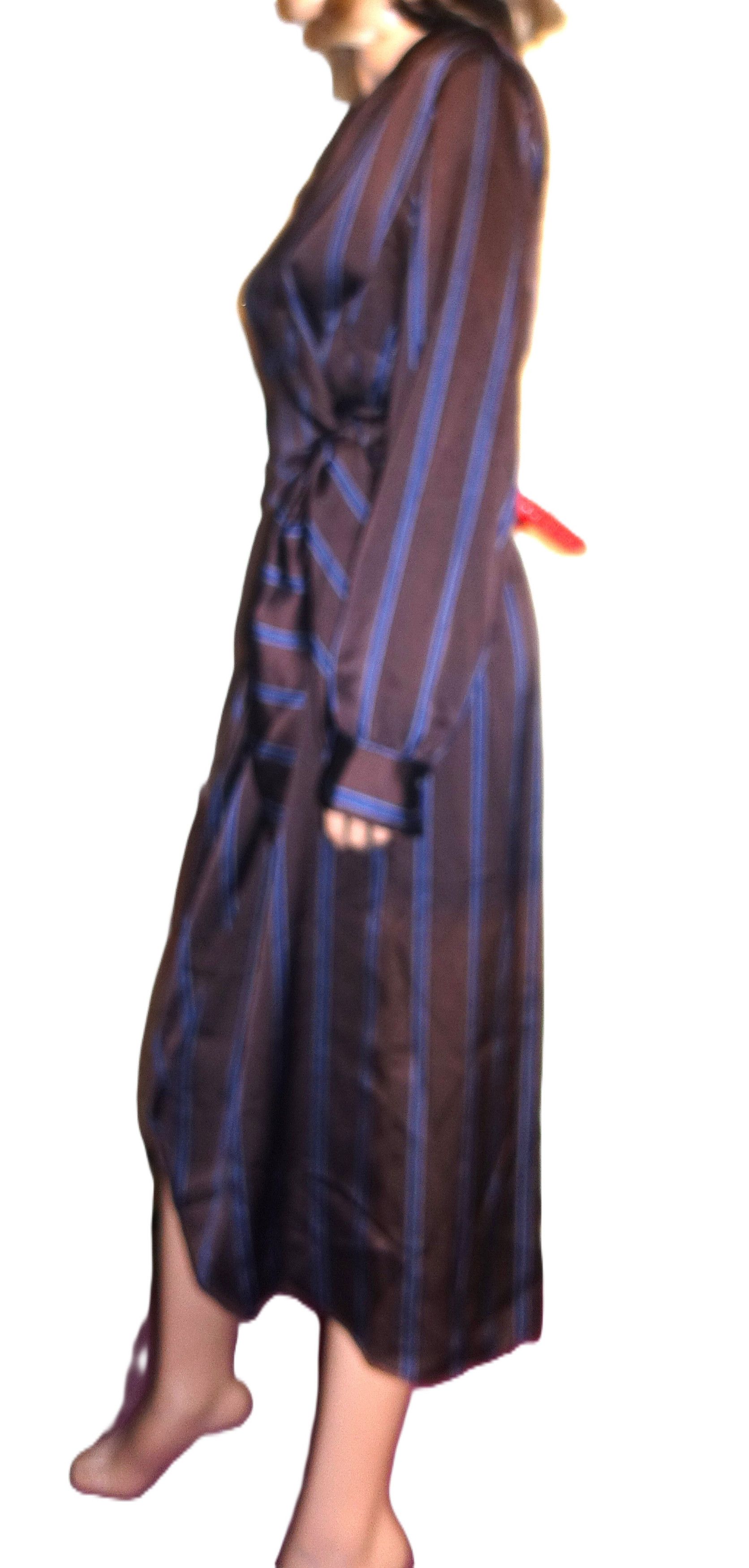 Loft Loft Chocolate Navy Blue Striped Wrap Dress XL Size XL / US 12-14 / IT 48-50 - 4 Thumbnail