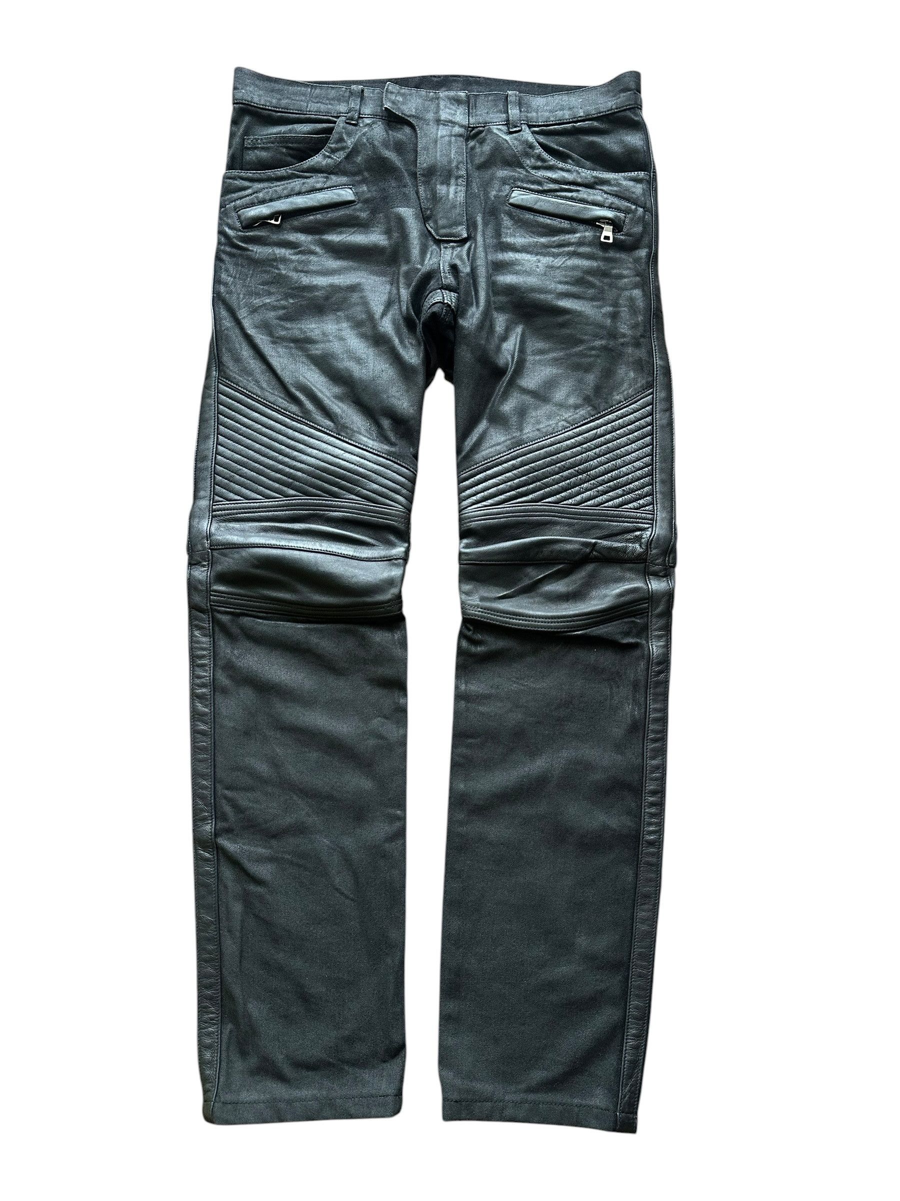 Balmain Balmain Waxed Coated Biker Moto Denim Jeans | Grailed
