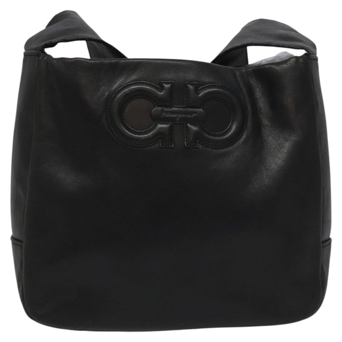 Salvatore Ferragamo Gancini Black Leather Shoulder Bag (Pre-Owned) Size ONE SIZE - 1 Thumbnail