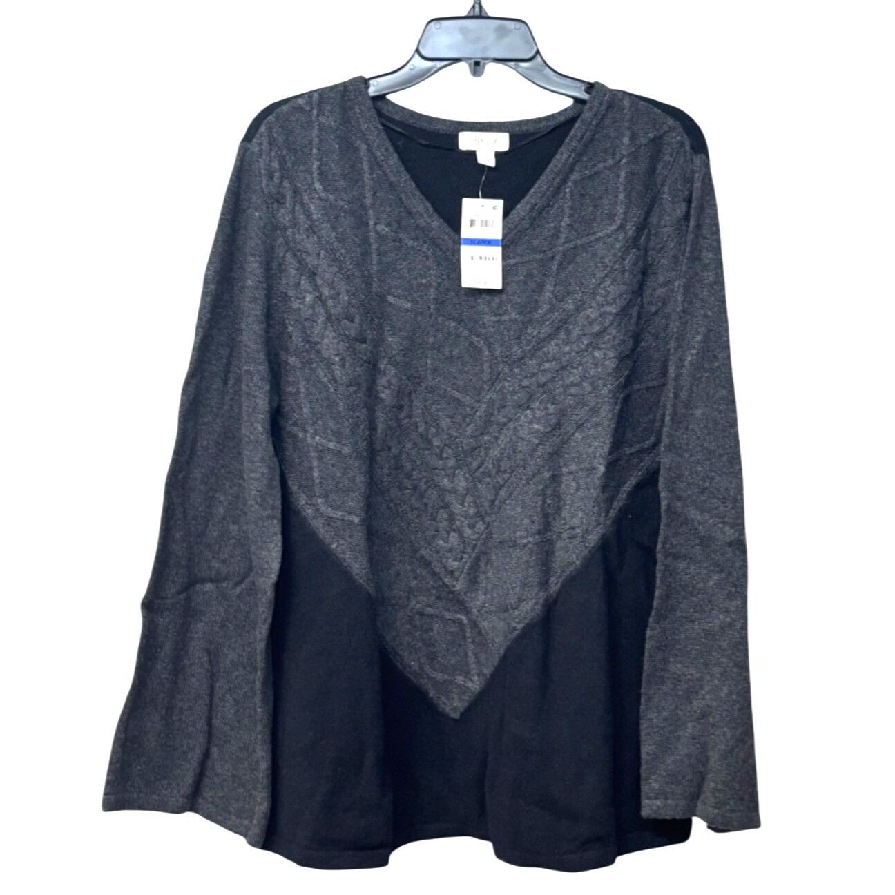 Other Style & Co Mixed Stitch Color block Sweater Tunic, Charcoal Size XL / US 12-14 / IT 48-50 - 2 Thumbnail