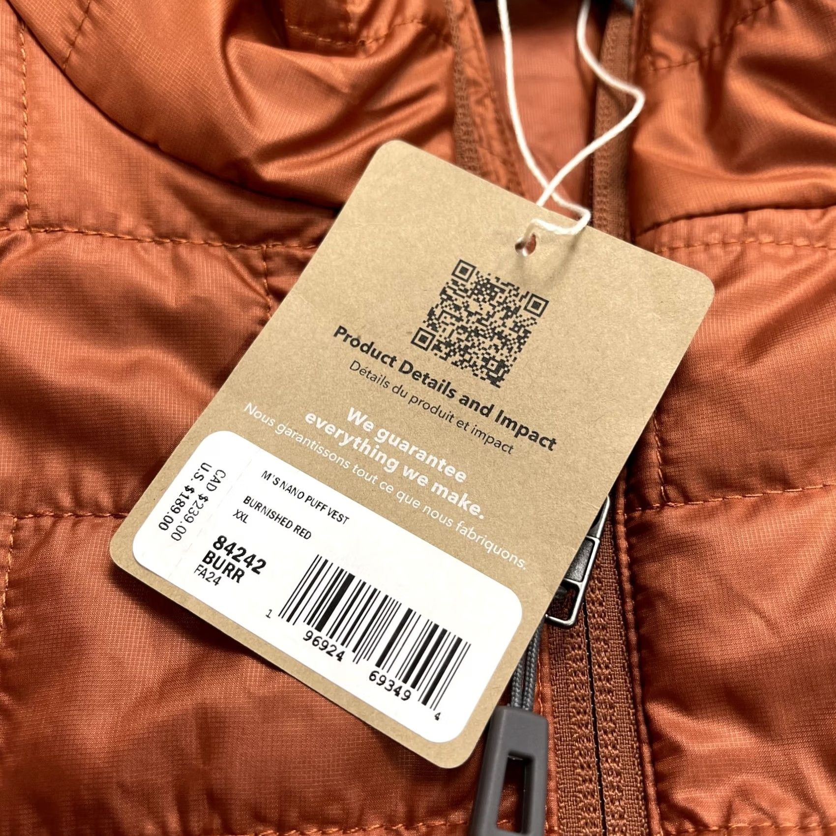 Patagonia Patagonia Nano Puff Vest Mens 2XL Orange Polyester Full Zip Hiking Outdoor NWT Budgesl Logo Size US XXL / EU 58 / 5 - 5 Thumbnail