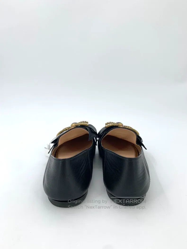 Gucci Gucci Black rhinestone little bee flat leather shoes Size US 5.5 / IT 35.5 - 4 Thumbnail