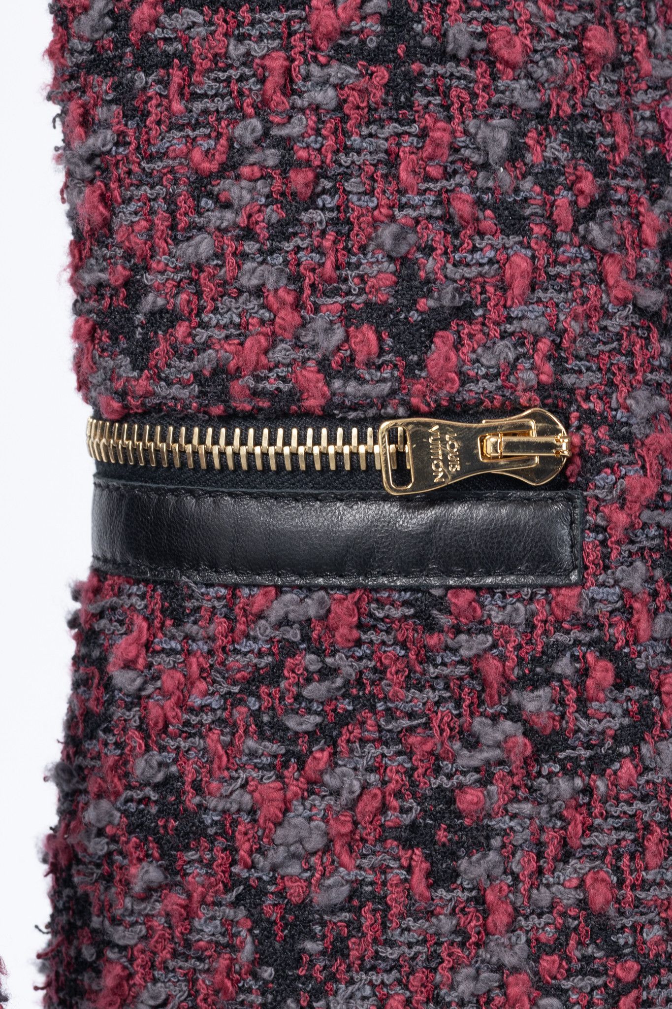 Louis Vuitton Louis Vuitton Cotton Monogram-Tweed Leather-Trim Zip Jacket Size XS / US 0-2 / IT 36-38 - 7 Thumbnail