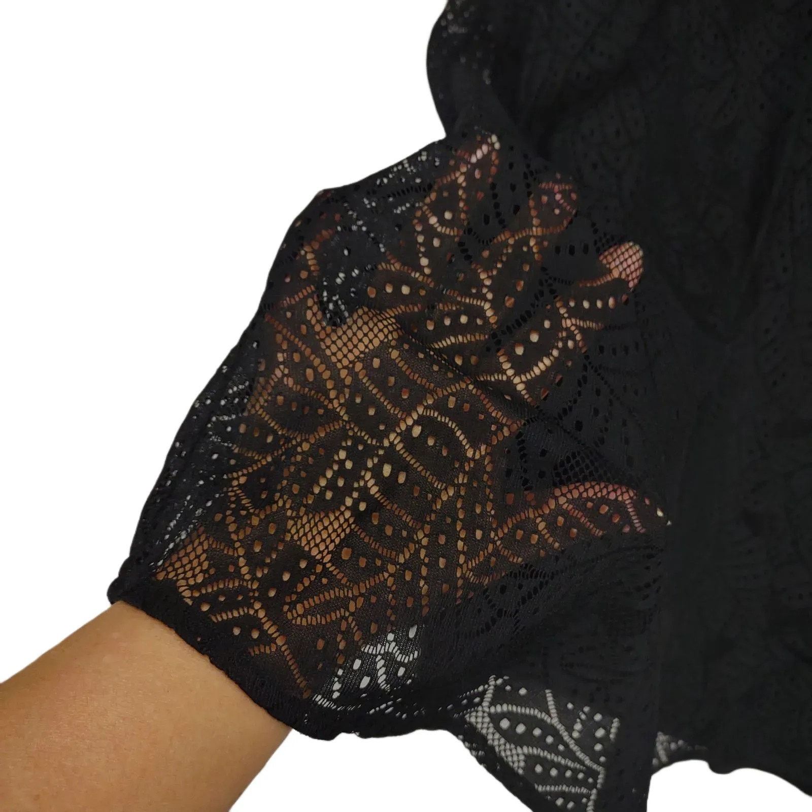 Worthington Worthington Women's 14 Black Lace Leaves A-Line Midi Skirt Size 36" / US 14 / IT 50 - 3 Thumbnail