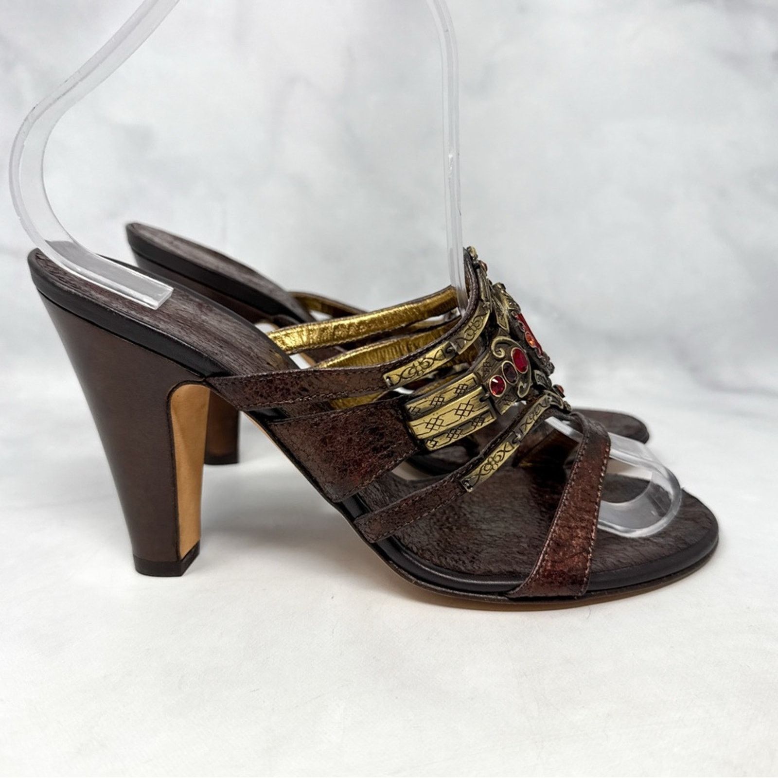 Giuseppe Zanotti NEW Giuseppe Zanotti Vicini Vintage Leather Jewel Mule Heels Size US 7 / IT 37 - 6 Thumbnail