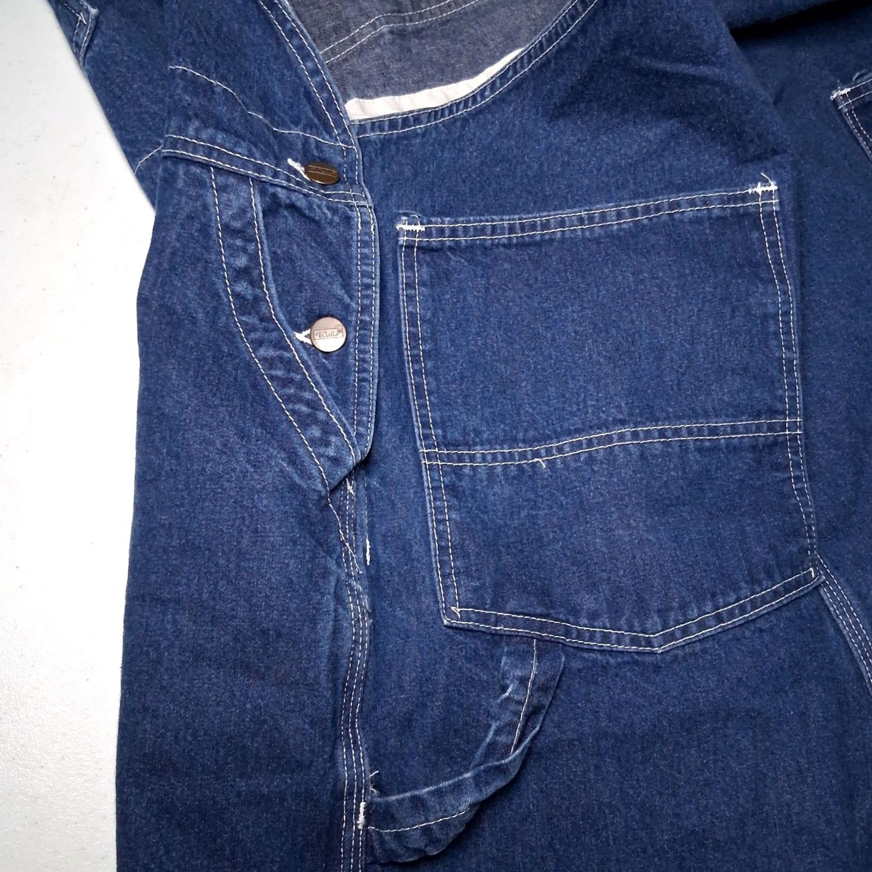 Walls Walls Workwear Overalls Men 52x31 Blue Jean Denim Carpenter Work Bibs Dark Wash Size US 36 / EU 52 - 7 Thumbnail