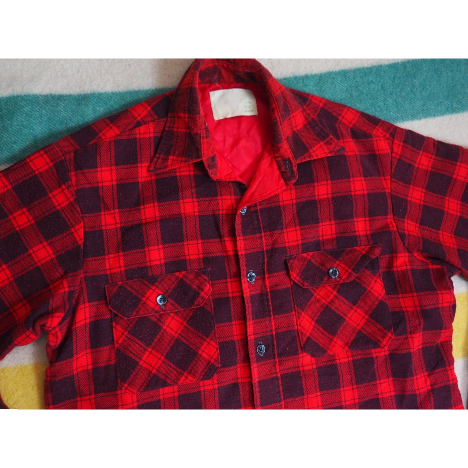 Sears VTG Sears Red Plaid Quilted Lodge Lumberjack Pocket Button Flannel Shirt L Size US L / EU 52-54 / 3 - 5 Thumbnail