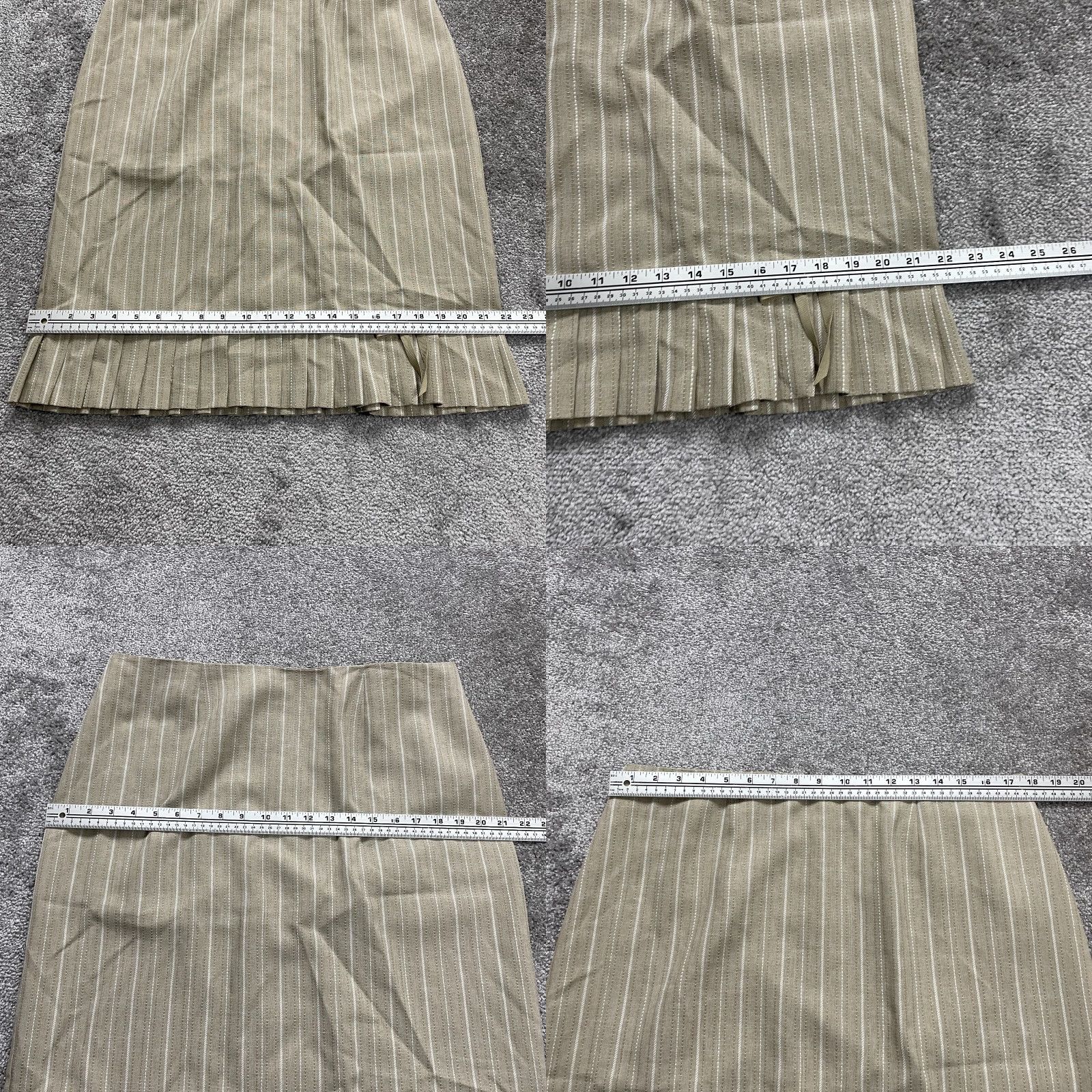 Vintage Unbranded Skirt Women 14 Brown Striped Knee Length Pleated Bow Back Zip Workwear Size 36" / US 14 / IT 50 - 8 Thumbnail