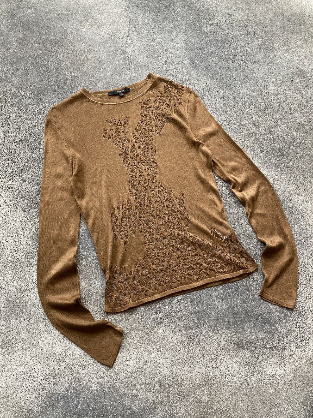 Gucci 2000’s Gucci By Tom Ford Silk Mesh Blouse Size M / US 6-8 / IT 42-44 - 3 Thumbnail