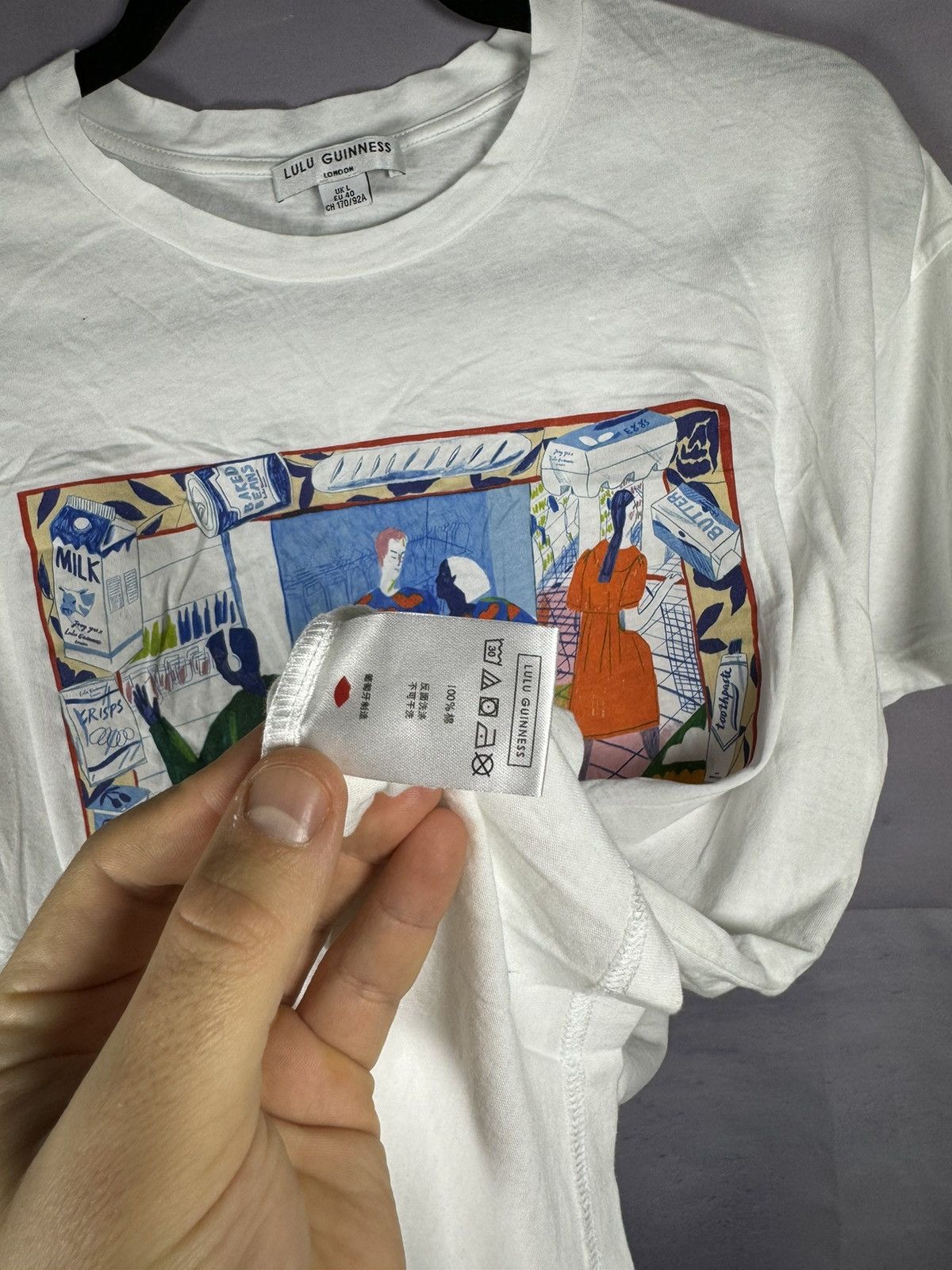 Designer × Japanese Brand × Vintage Lulu Guinness Cartoon Printed White T Shirt Oldmoney Size L / US 10 / IT 46 - 7 Thumbnail