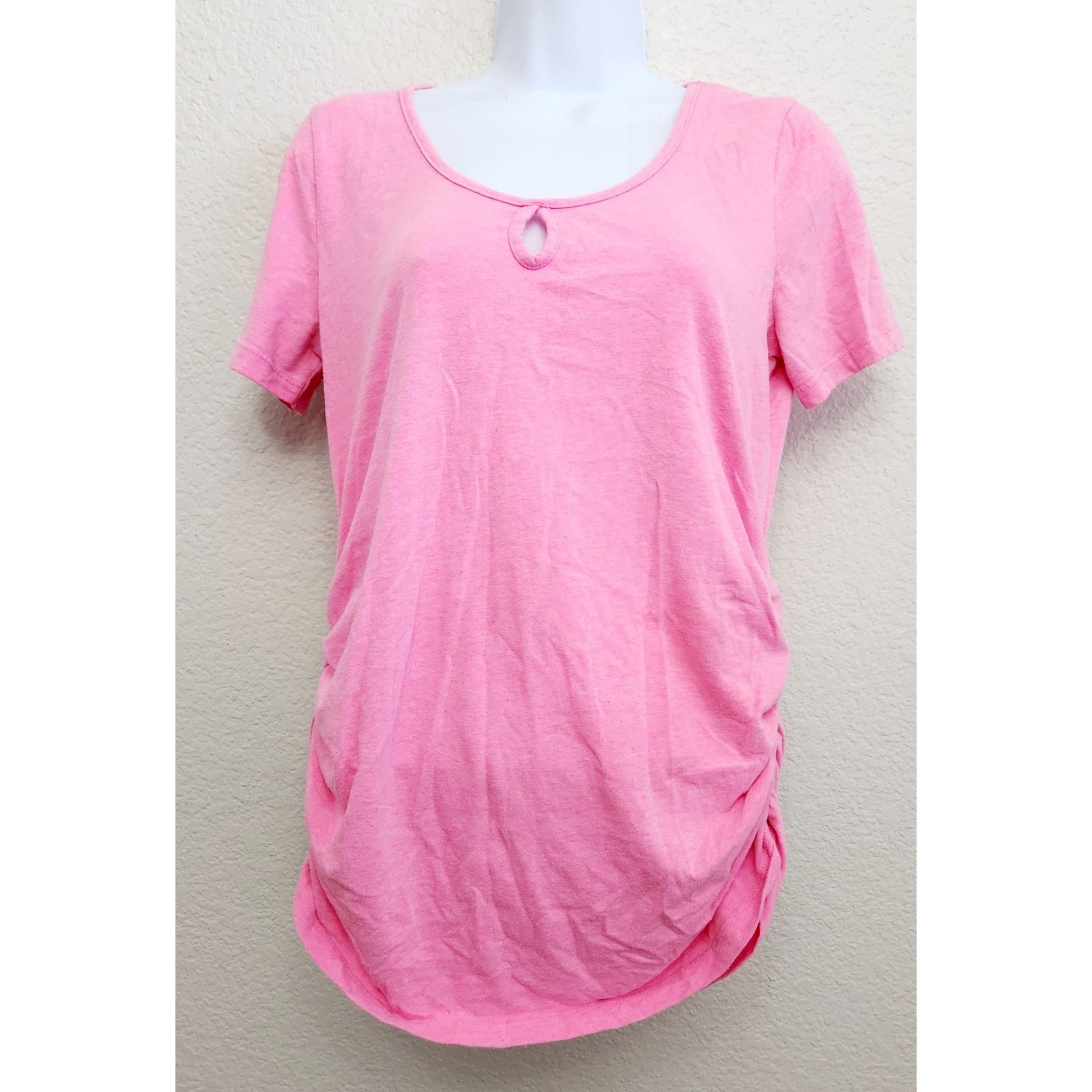 Other Ambiance Maternity Pink Heathered Ruched Sides Top Large Size L / US 10 / IT 46 - 1 Thumbnail