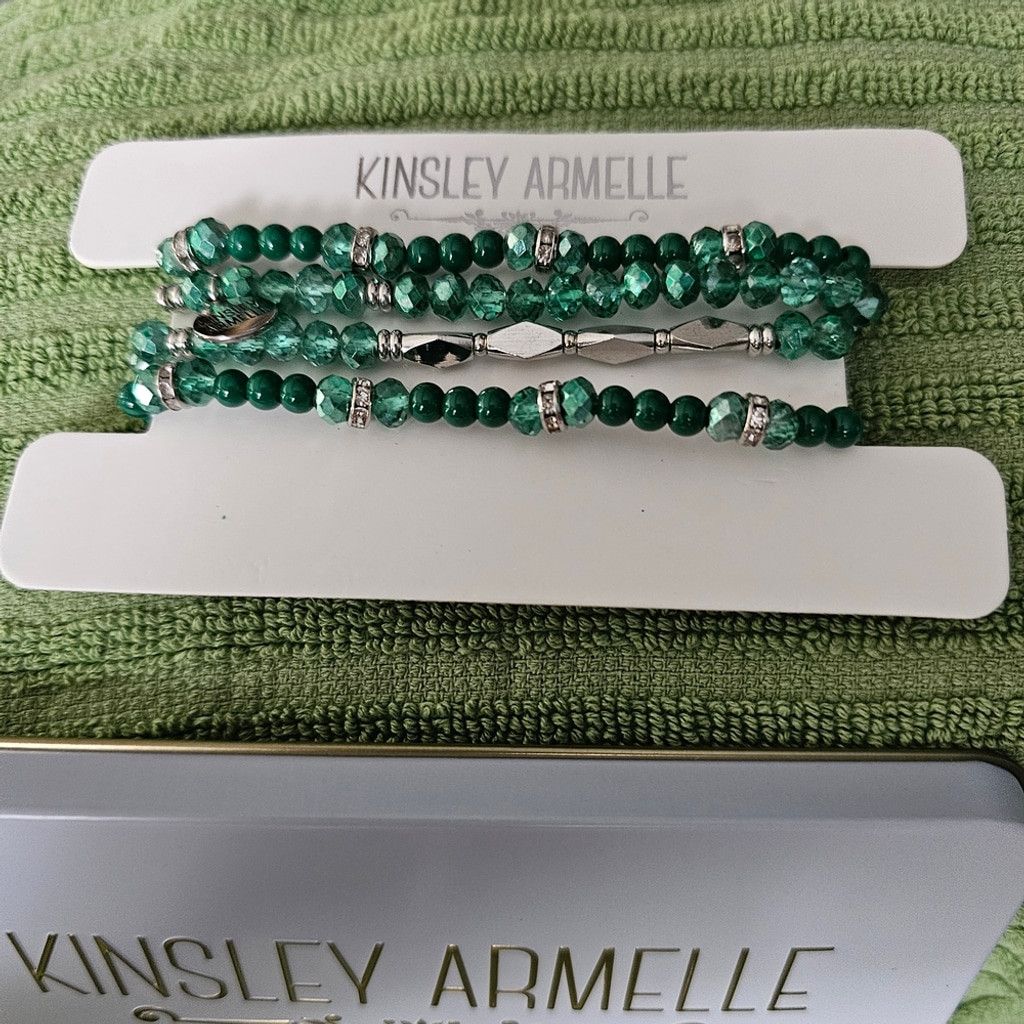 The Unbranded Brand Kinsley Armelle Emerald Green Bracelet Trio Size ONE SIZE - 3 Thumbnail