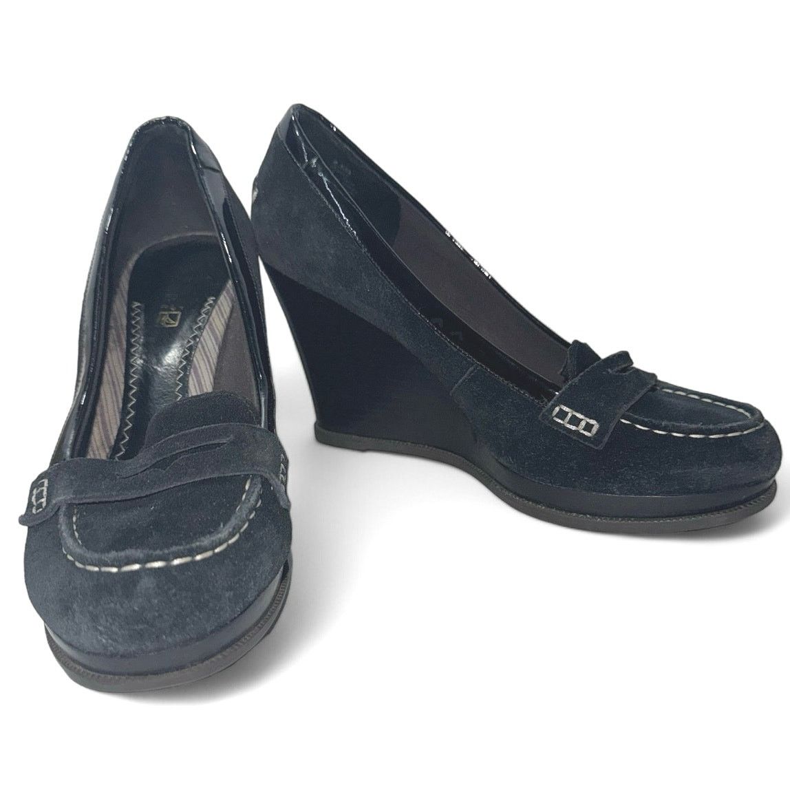 Sperry Sperry Black Suede Patent Leather Wedge Heels Women sz 8.5 Size US 8.5 / IT 38.5 - 1 Thumbnail