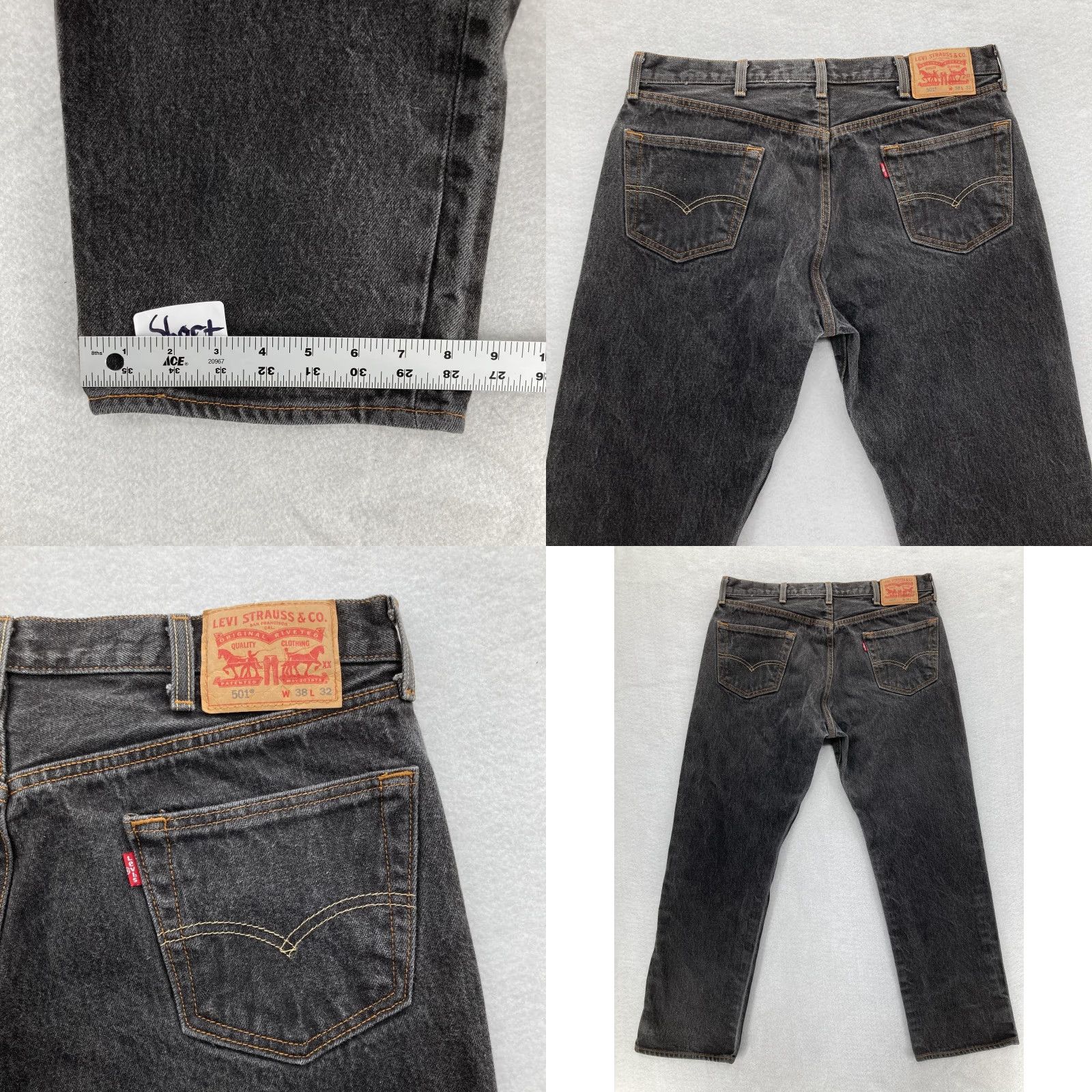Levi's VINTAGE Levi's 501 Jeans Mens 38x30 Original Button Fly Straight Black Denim Y2K Mens Reg 38 Inseam 30 Size US 38 / EU 54 - 9 Thumbnail