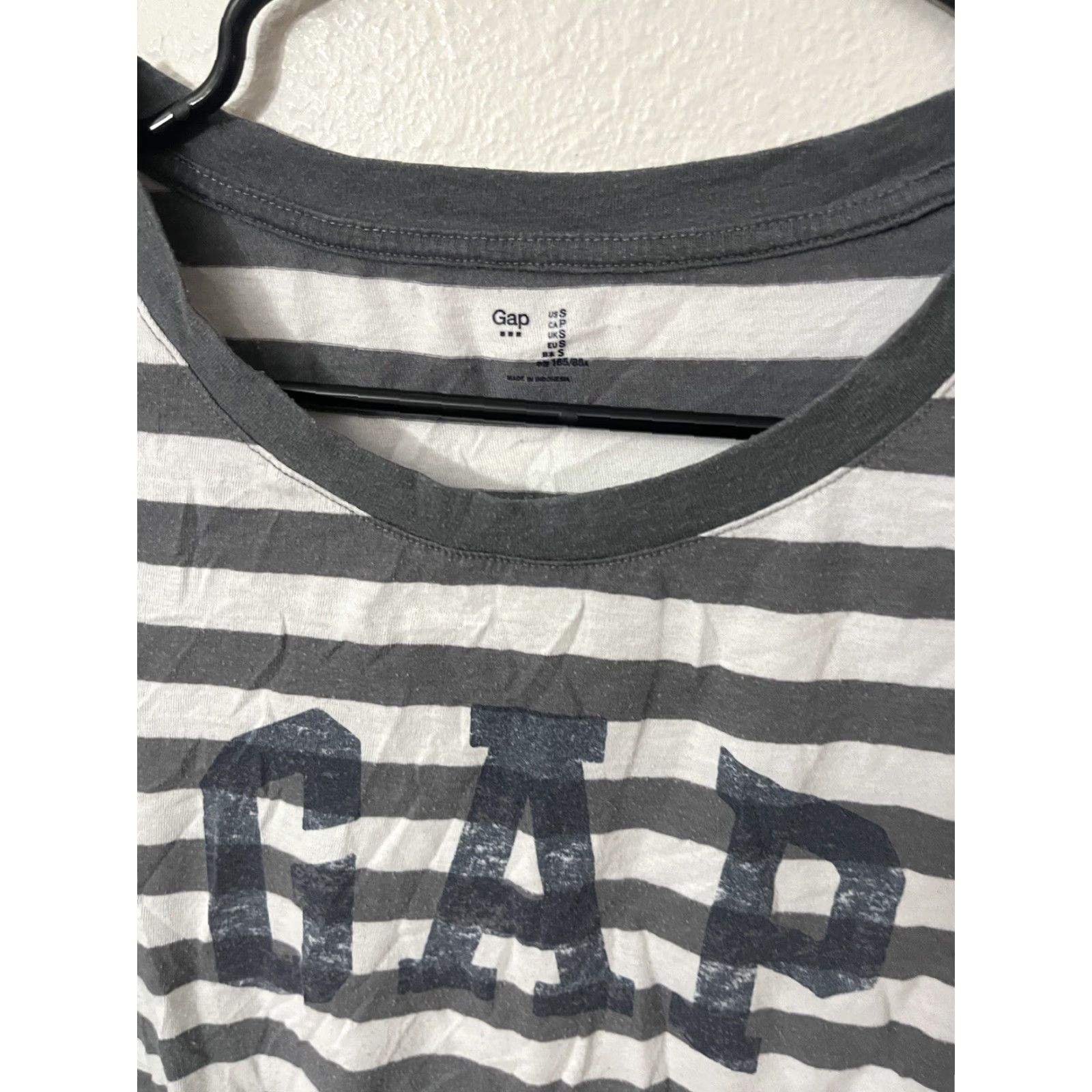 Gap GAP Shirt Women S Gray Striped Short Sleeve Crew Neck Zip Exposed Zipper T-Shirt Knit 100% Cotton Casual Basic Womens Size S / US 4 / IT 40 - 3 Thumbnail