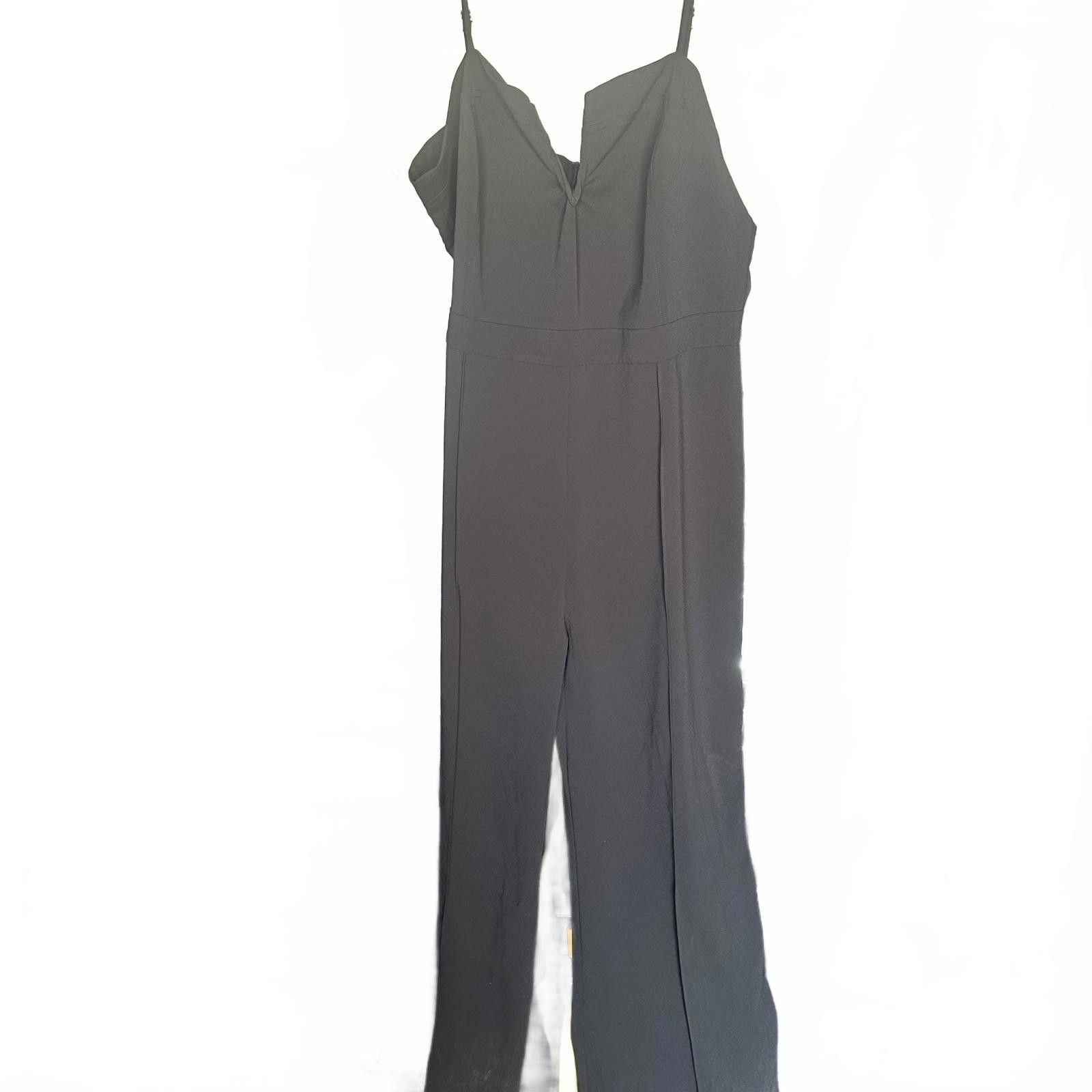 Designer Pink Lily xxl Chic Black Jumpsuit with Spaghetti Straps Size 42" / US 20 - 1 Preview