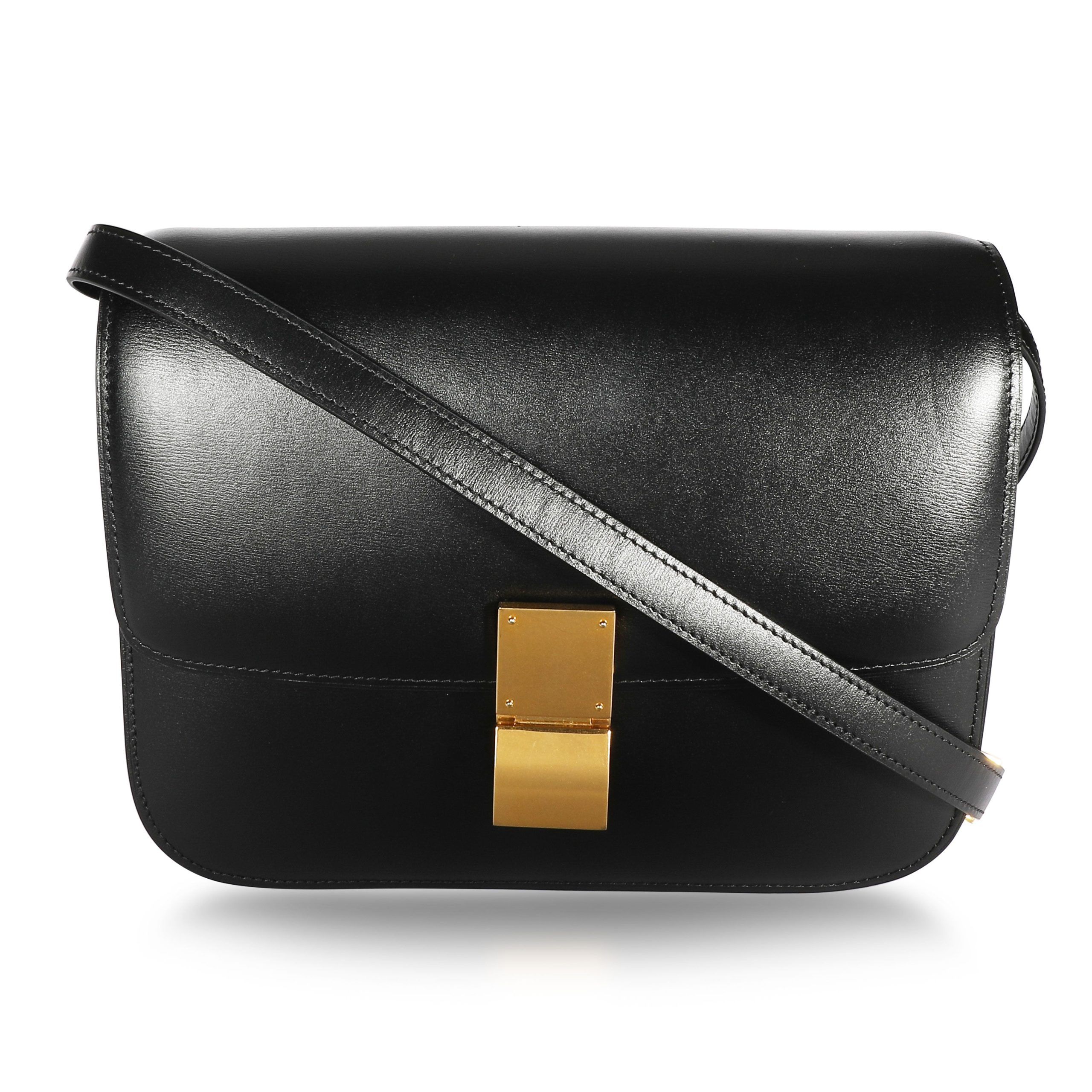image of Celine Black Smooth Calfskin Classic Box Bag, Women's