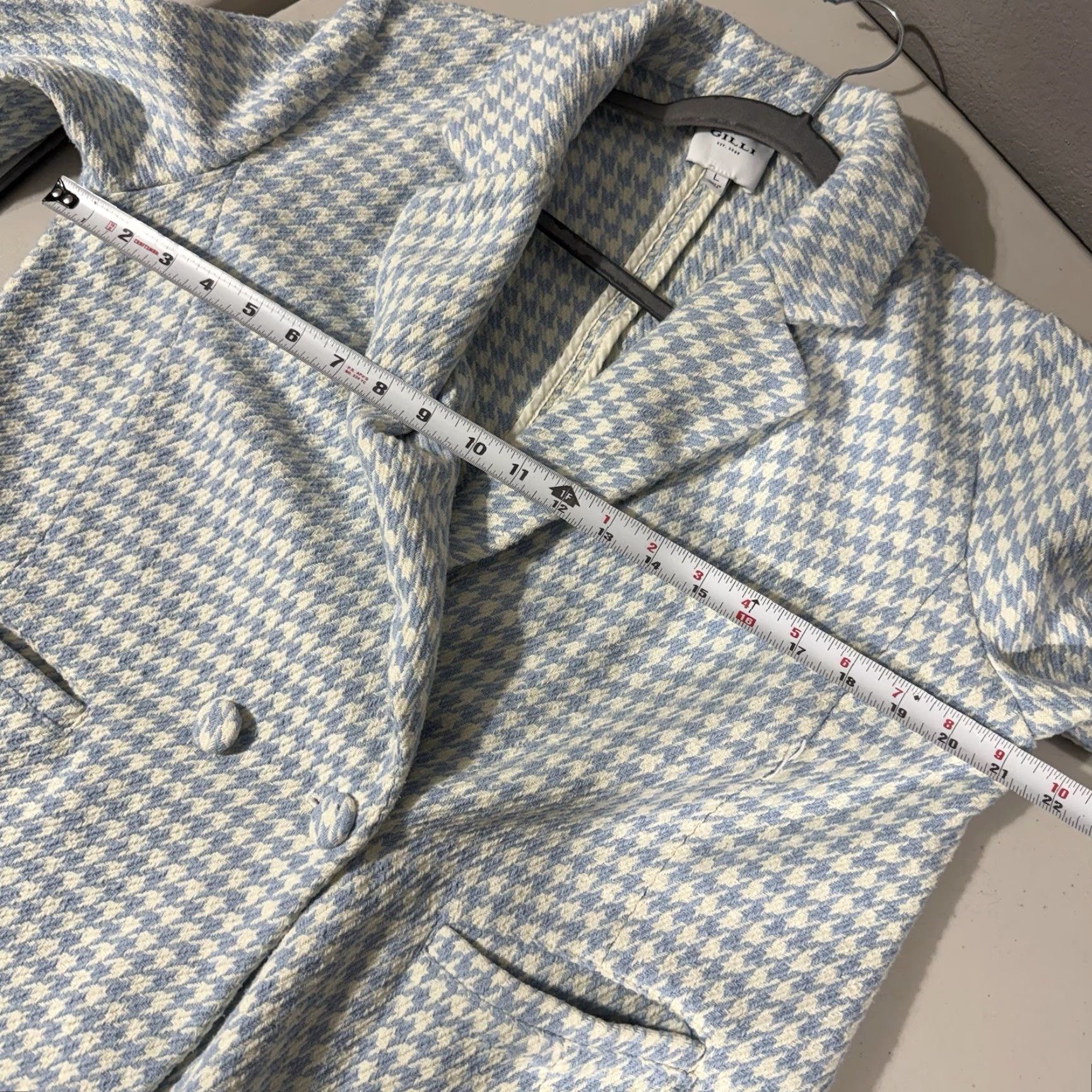 Vintage Gilli Blazer Houndstooth Double-Breasted Notch Lapel Blue Womens Size L Size L / US 10 / IT 46 - 5 Thumbnail