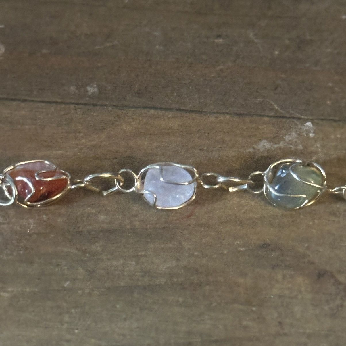 Vintage Vintage wire wrapped natural gemstone bracelet Size ONE SIZE - 4 Thumbnail
