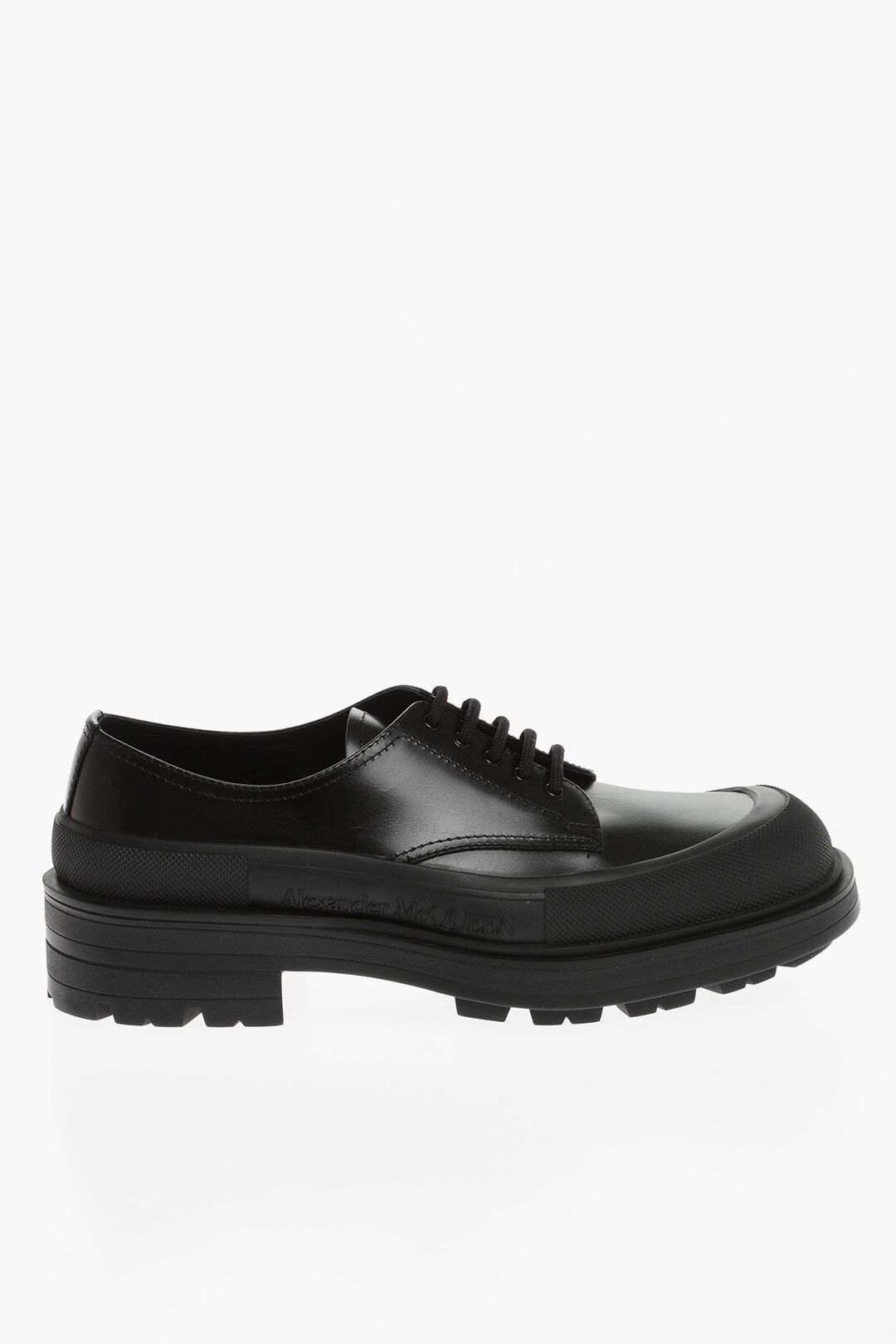 image of Alexander Mcqueen Og1Mm0423 Brushed Leather Shoes In Black, Men's (Size 11)
