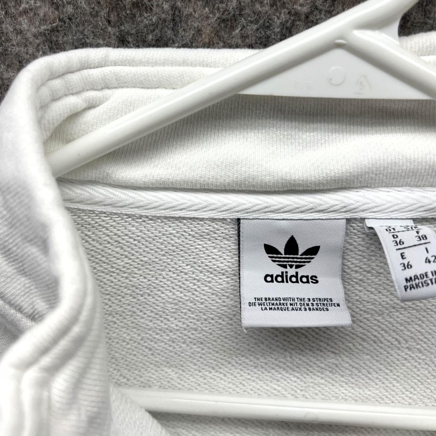 Adidas Adidas Sweater Women Small Trefoil White Cropped Half Zip Pullover Knit Sweatshirt Fleece Size S / US 4 / IT 40 - 5 Thumbnail