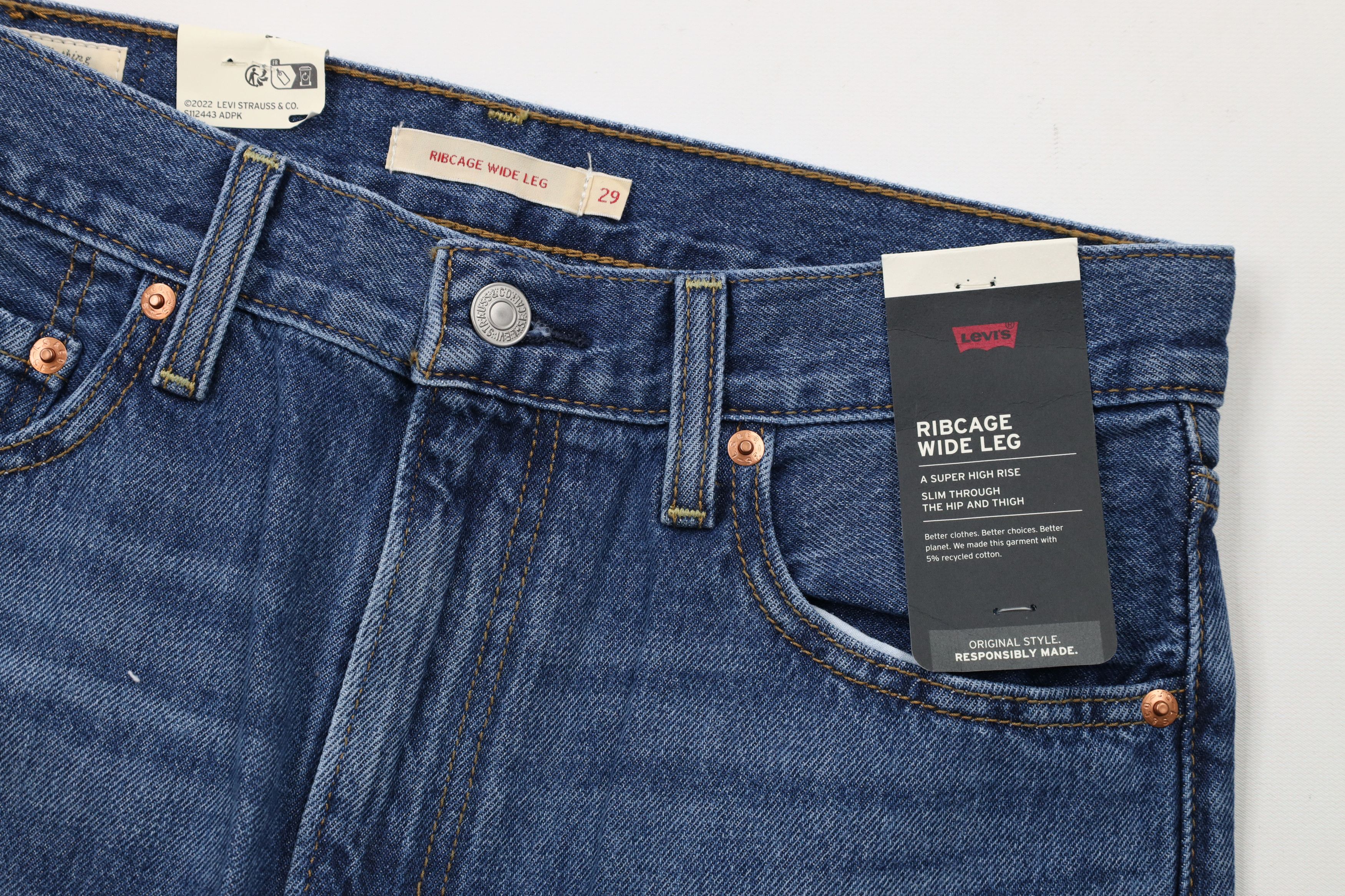 Levi's New Levis Ribcage Super High Rise Wide Leg Denim Jens Size 29" - 5 Thumbnail