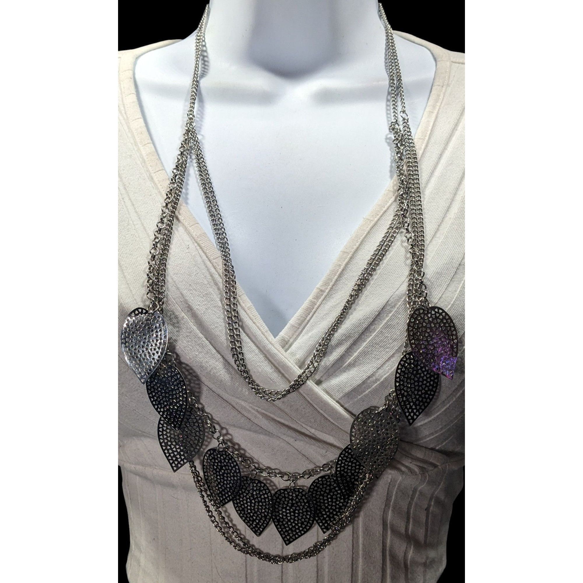 Other Nature Inspired Multilayer Chain And Leaf Charm Necklace Size ONE SIZE - 4 Thumbnail
