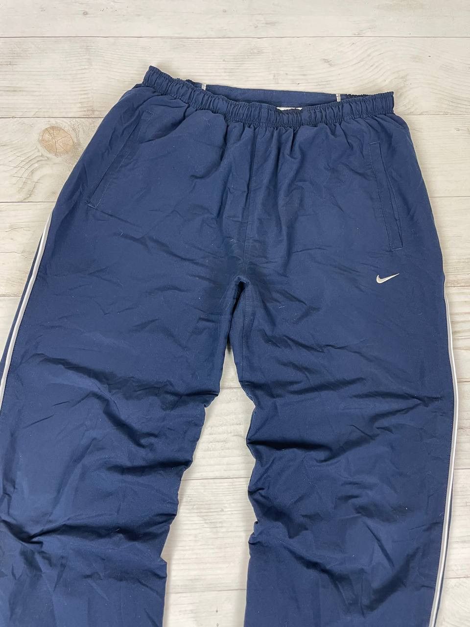 Vintage Nike Track Pants 00s Striped Nylon Swoosh Y2K Baggy