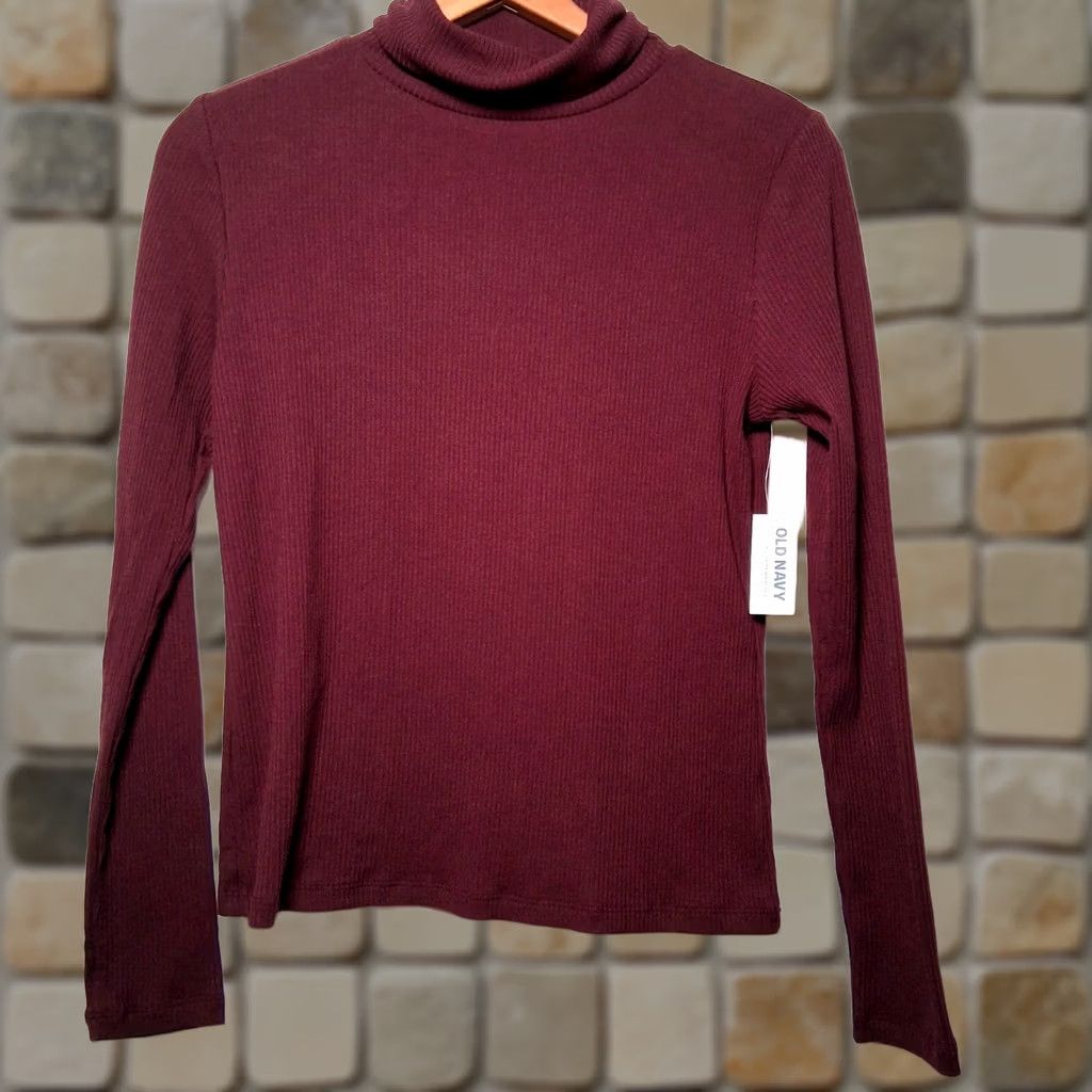 Old Navy Old Navy Turtleneck Shirt Women S Maroon Ribbed Knit NEW Size S / US 4 / IT 40 - 1 Thumbnail