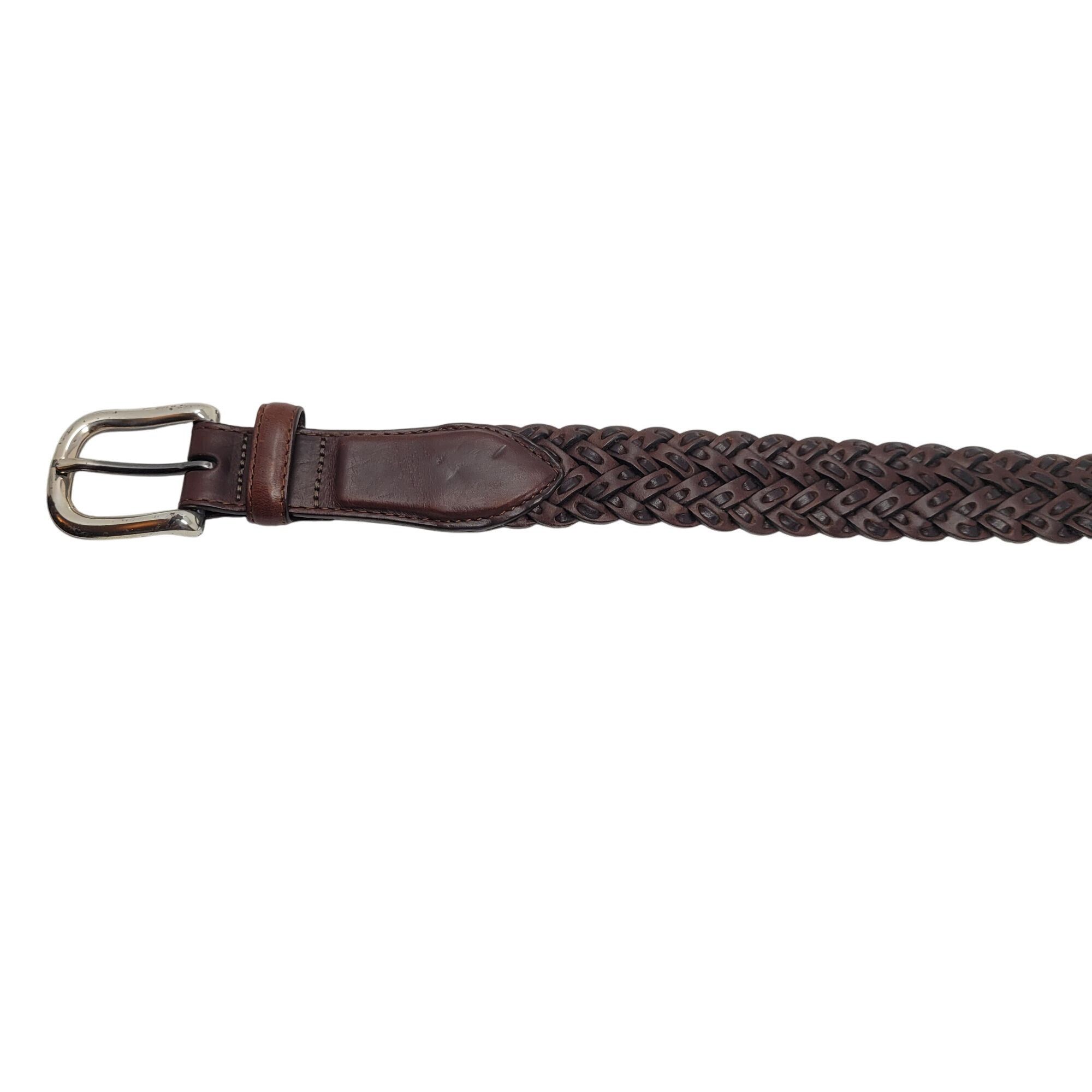 Brighton Vtg Brighton Mens Braided Leather Belt 36 Brown Silver Buckl Size 36 - 8 Thumbnail