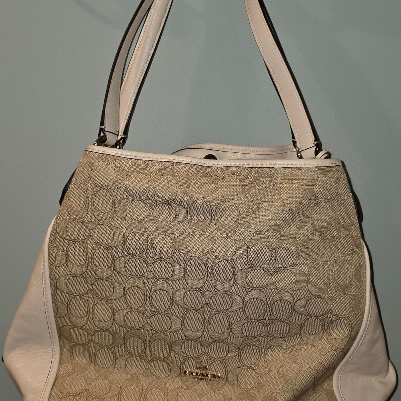 Coach Coach Edie 31 Shoulder Bag Signature Jacquard/Cream Leather Size ONE SIZE - 4 Thumbnail