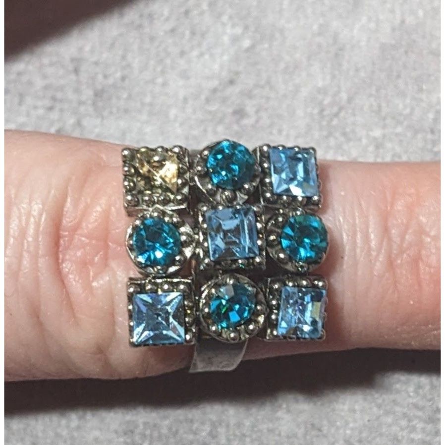 Other Vintage Blue And Silver Tone Signed Adjustable Statement Rin Size ONE SIZE - 15 Thumbnail