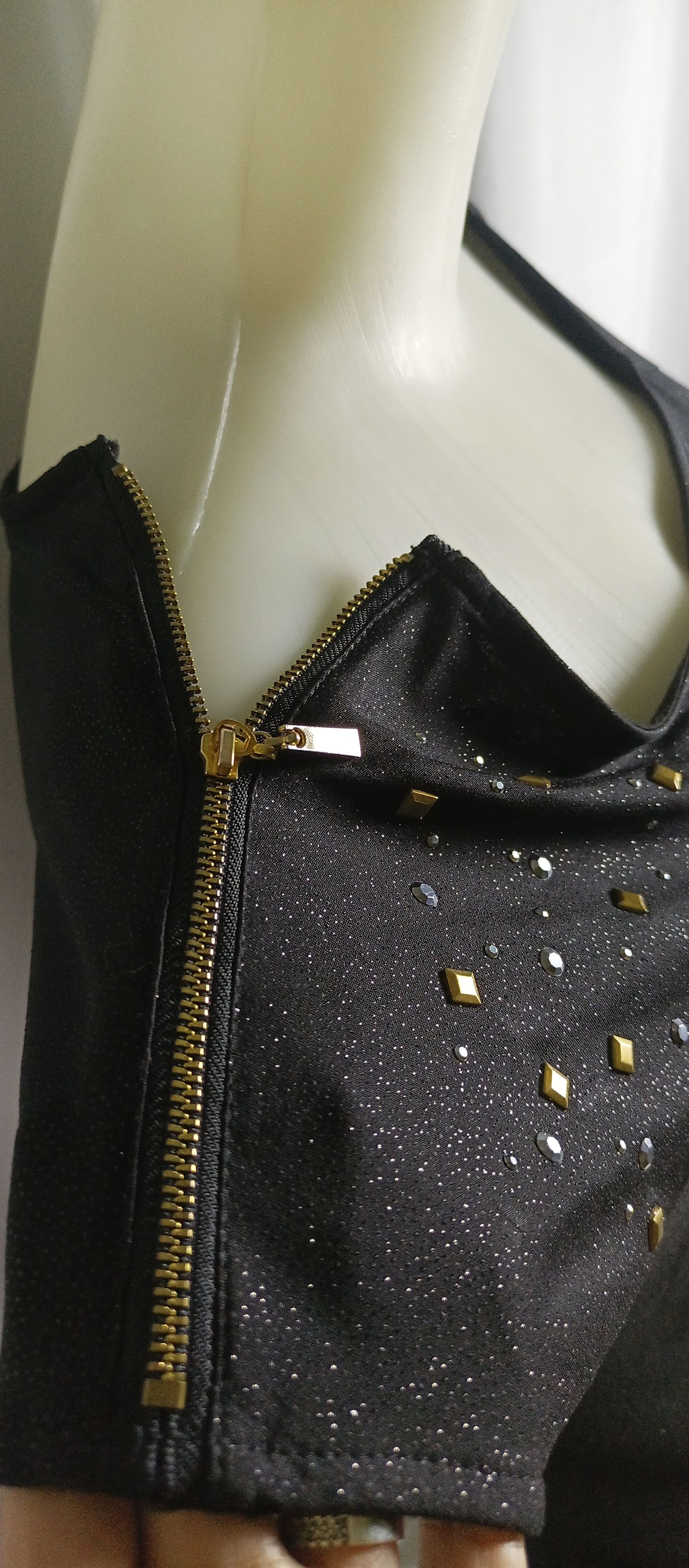 Beauty Beast × Japanese Brand PASTIME Women's Black Tsirt Rhinestones Zipp on Shoulder Size L / US 10 / IT 46 - 15 Thumbnail
