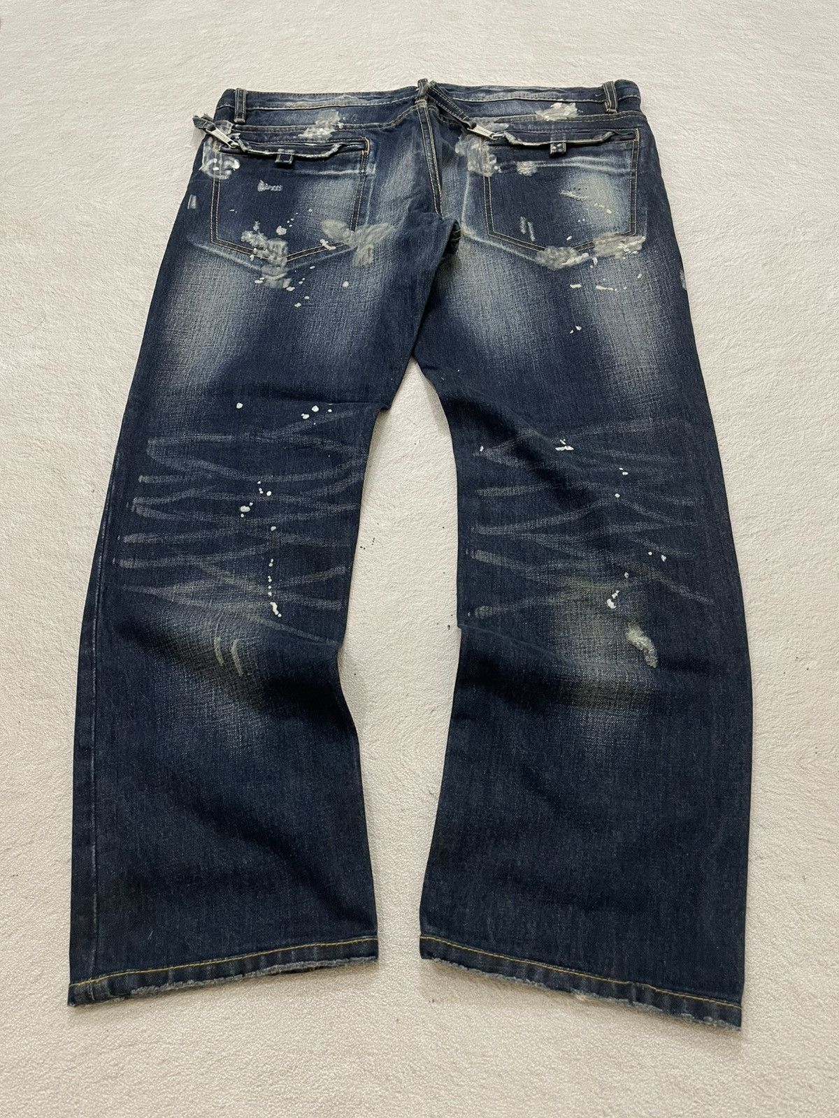 Japanese Brand Dsquared Heavy Distressed Denim Paint Splatter Dirty Washed Size US 37 - 8 Thumbnail