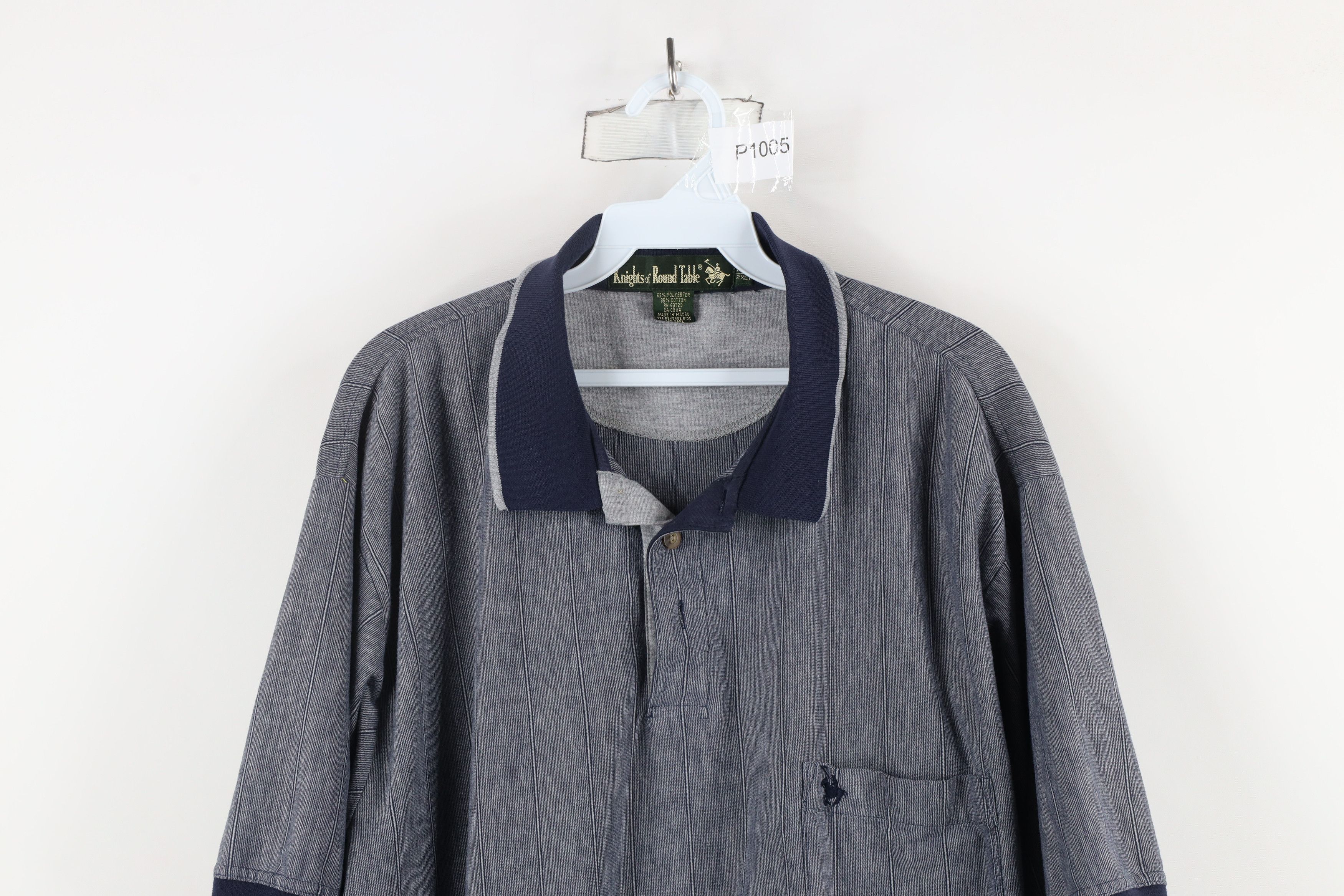 Vintage Vintage 90s Streetwear Striped Knit Collared Polo Shirt Blue Size US XXL / EU 58 / 5 - 2 Thumbnail