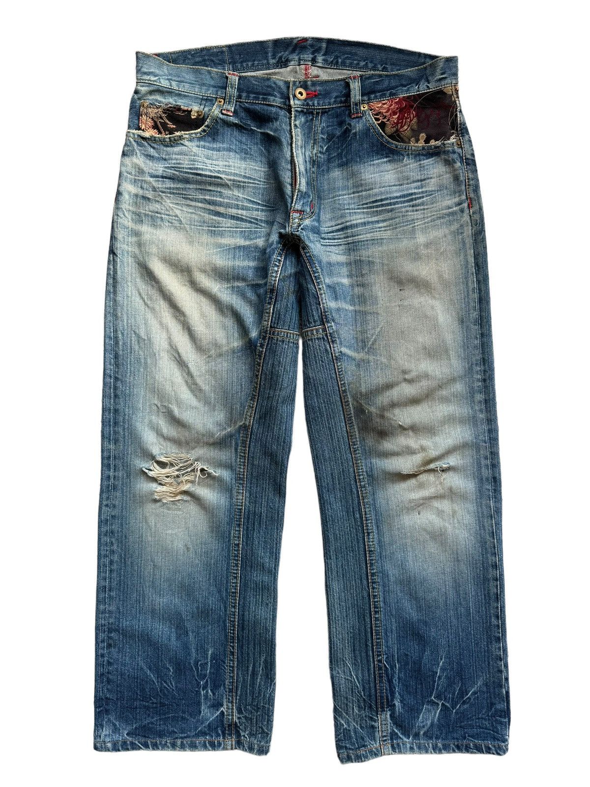 If Six Was Nine Vintage ETERNAL Baggy Denim Jeans Size US 35 - 2 Thumbnail