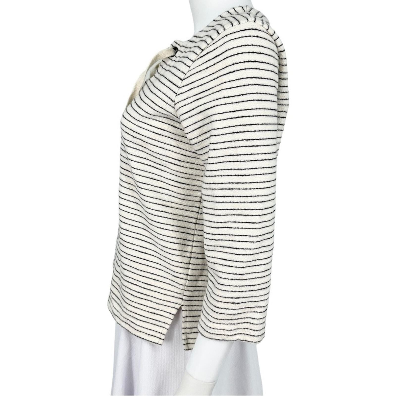 Madewell Madewell Size XS White & Blue Striped 3/4 Sleeve Laced Front Size XS / US 0-2 / IT 36-38 - 2 Thumbnail