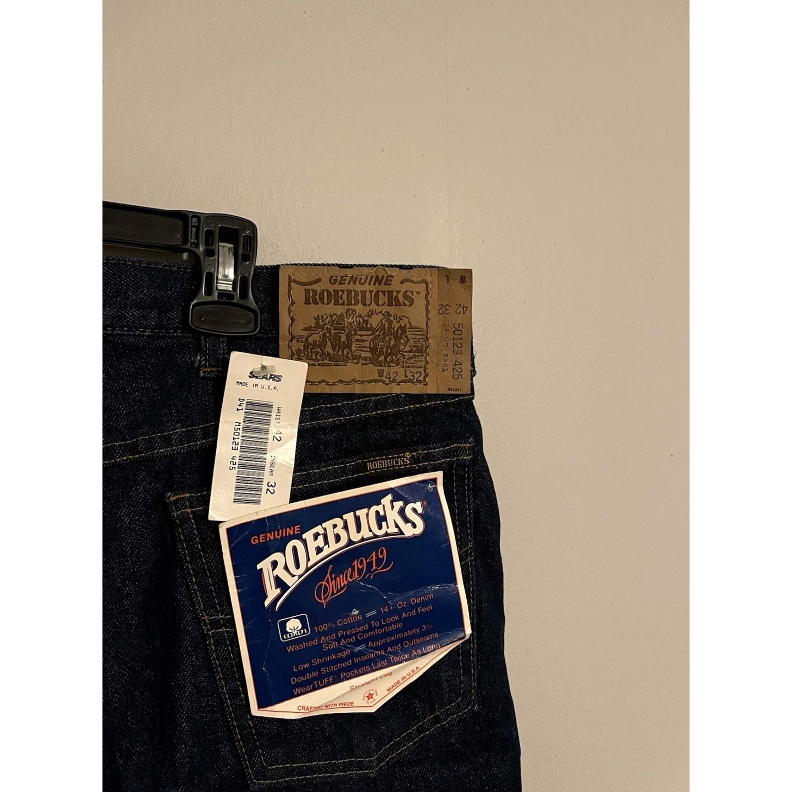 Vintage VINTAGE Roebucks Sears Denim Jeans USA 14 Oz Straight 41x32 New Men's Size US 41 - 2 Thumbnail