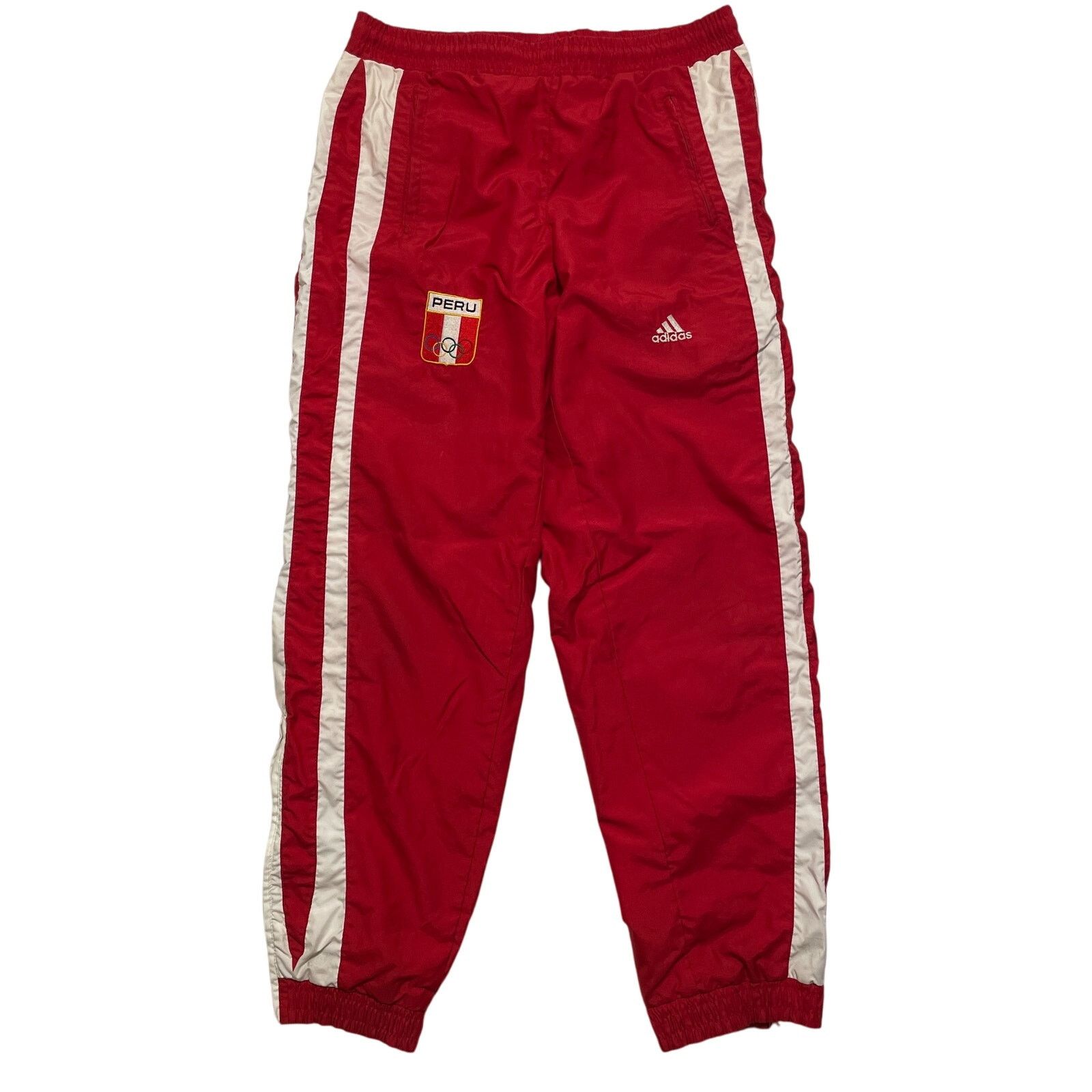 Adidas Vintage 90s Y2K Adidas Red Peru Olympics Ankle Zip Jogger XS Size US 31 - 1 Thumbnail